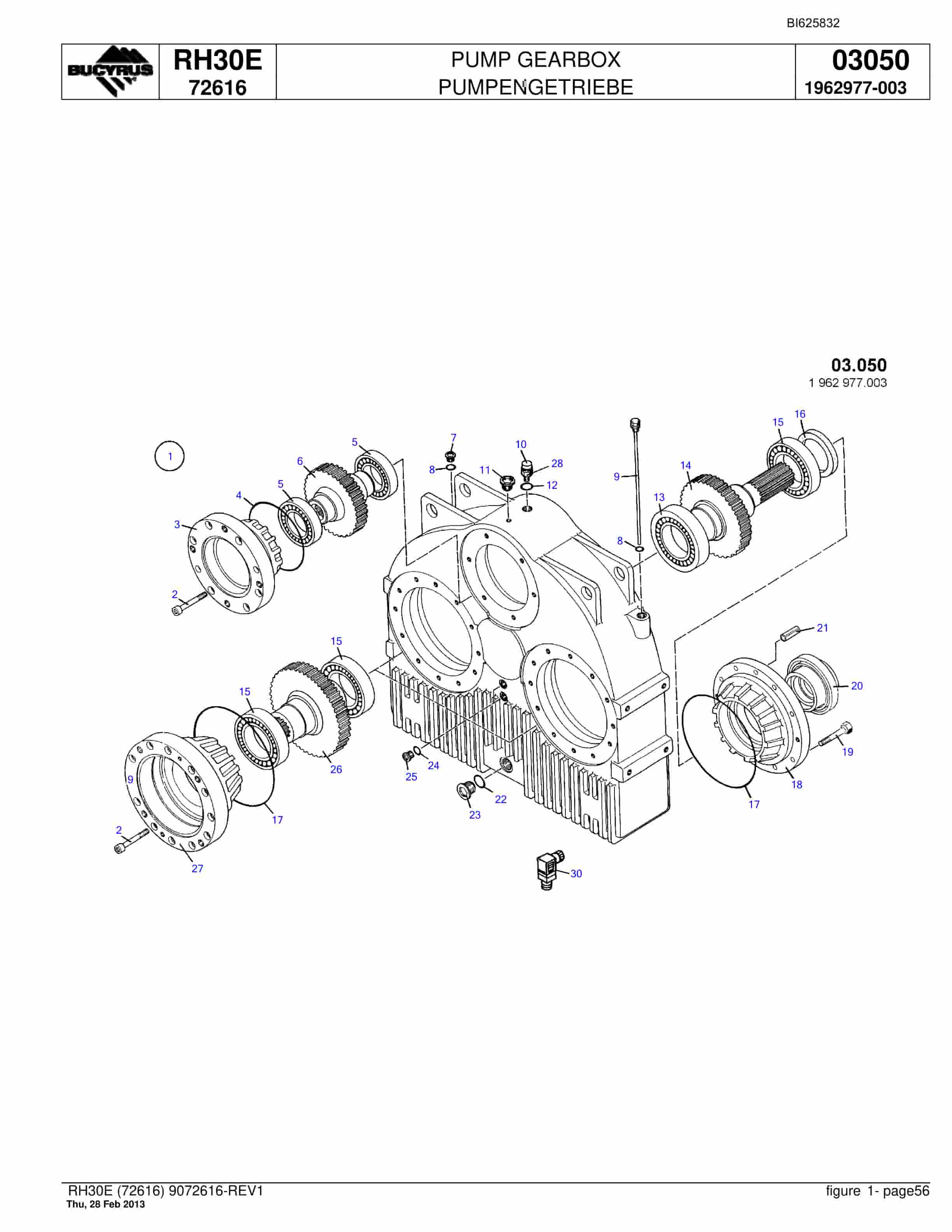Bucyrus RH30E Hydraulic Excavator Parts Catalog BI625832-3