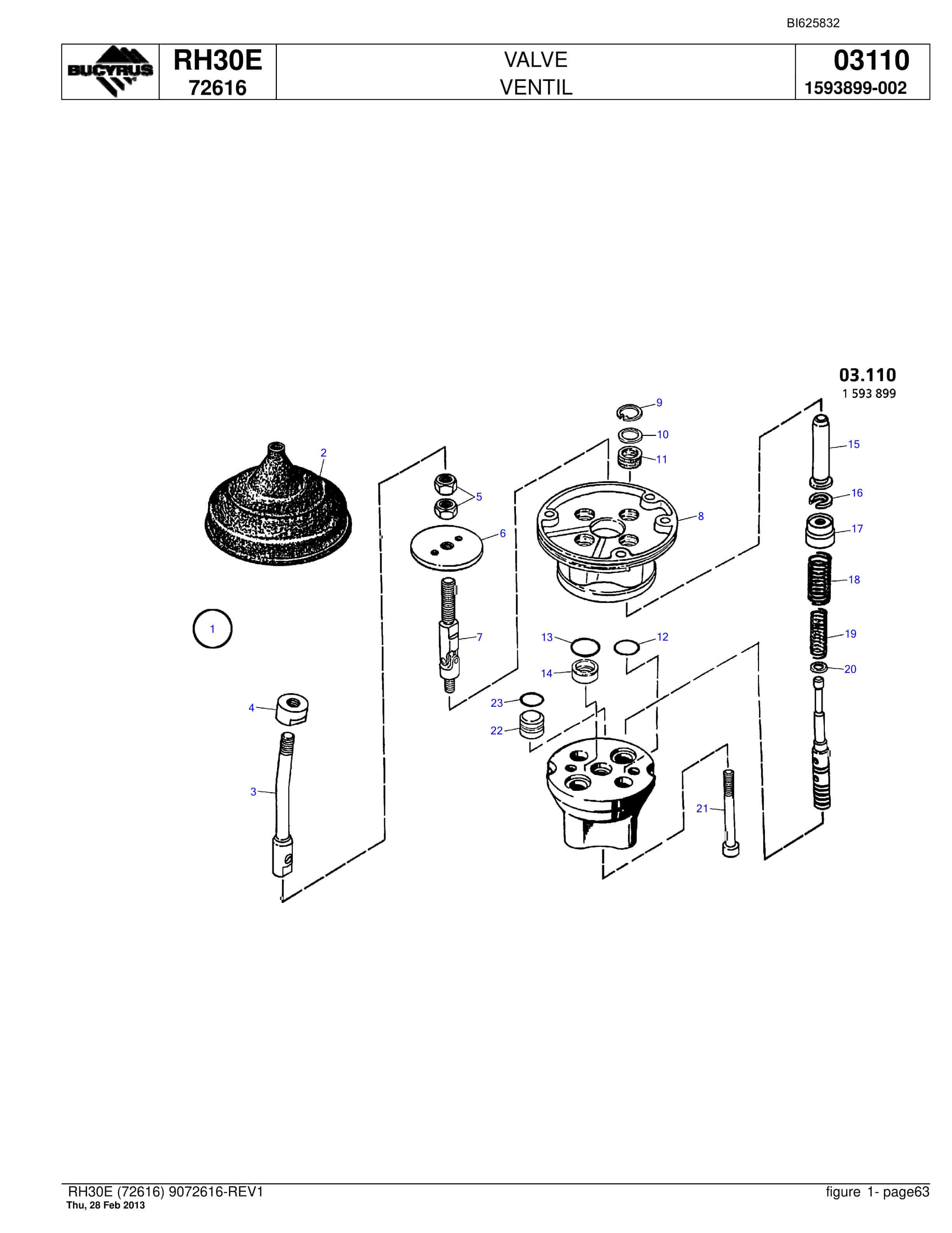 Bucyrus RH30E Hydraulic Excavator Parts Catalog BI625832-4