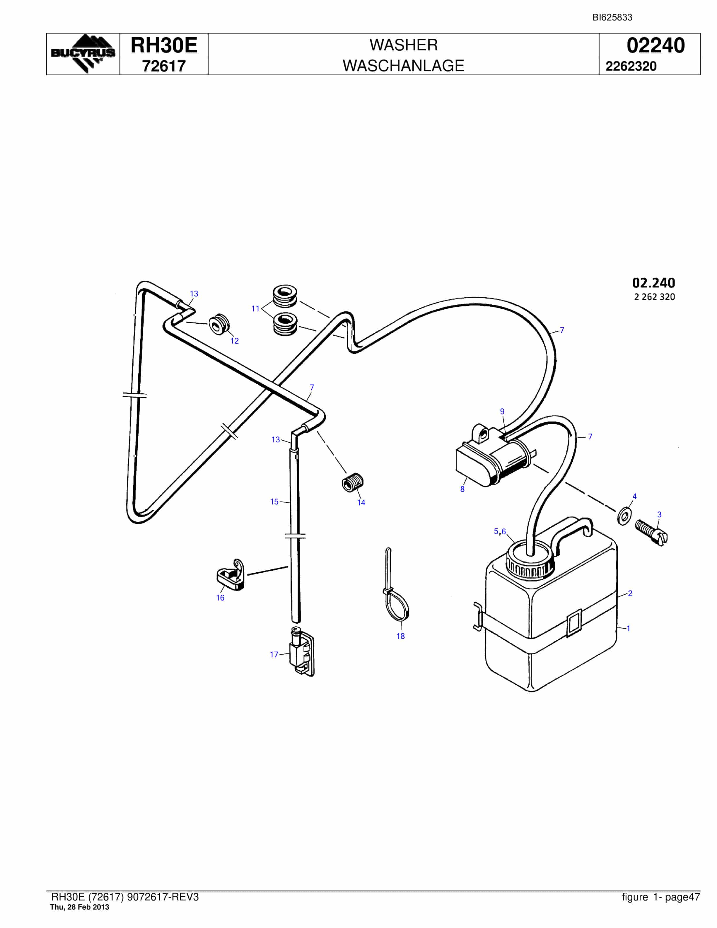 Bucyrus RH30E Hydraulic Excavator Parts Catalog BI625833-2
