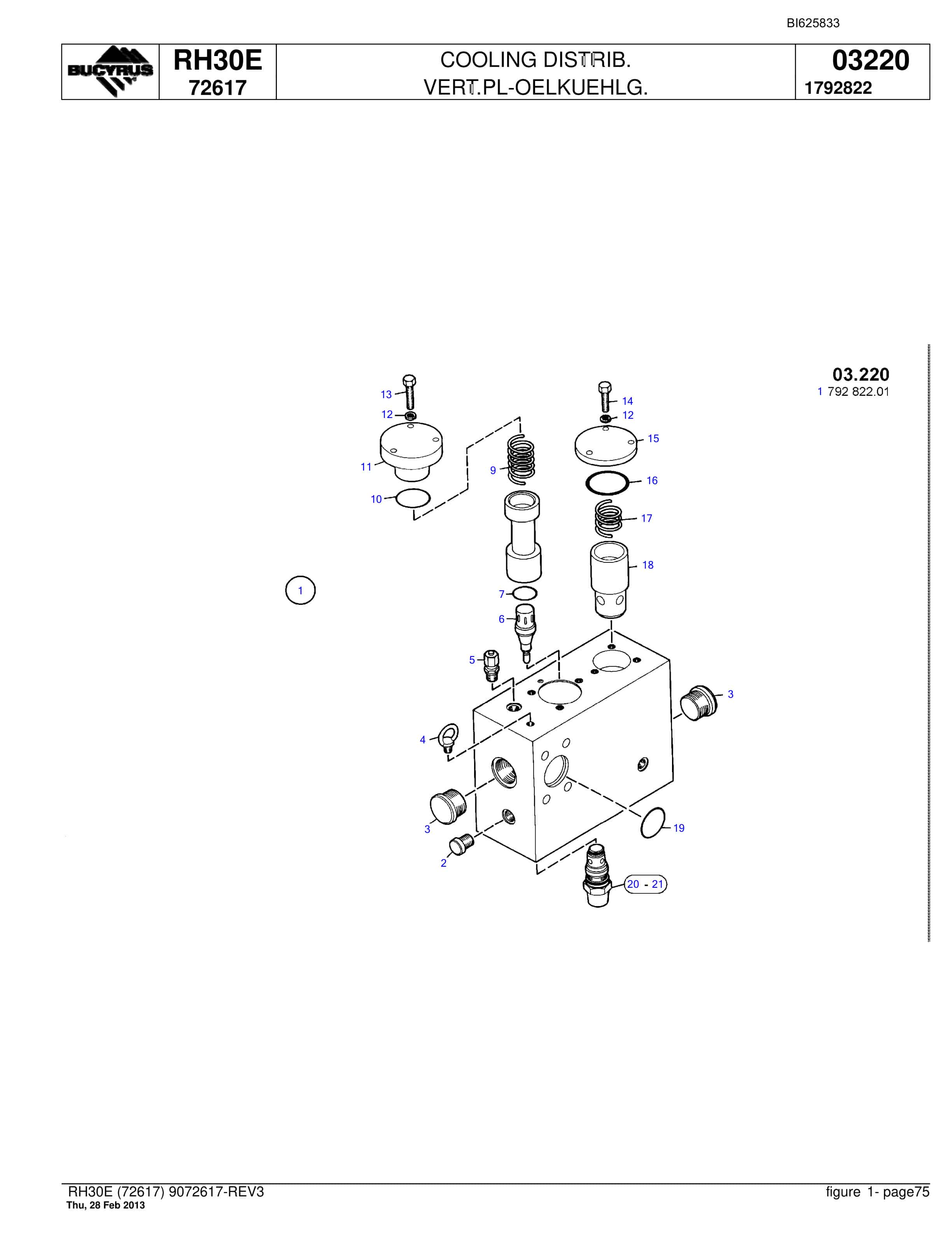 Bucyrus RH30E Hydraulic Excavator Parts Catalog BI625833-5