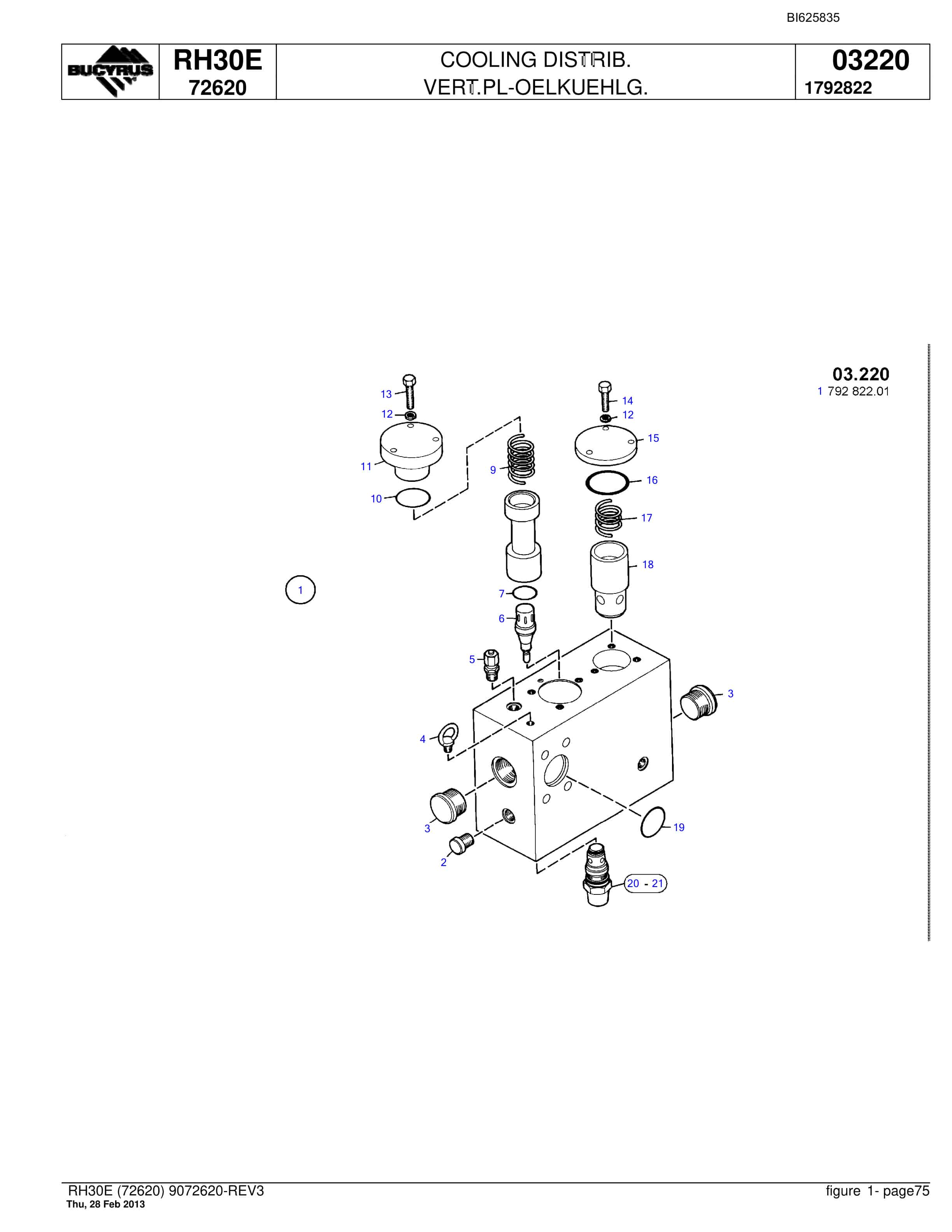 Bucyrus RH30E Hydraulic Excavator Parts Catalog BI625835-5