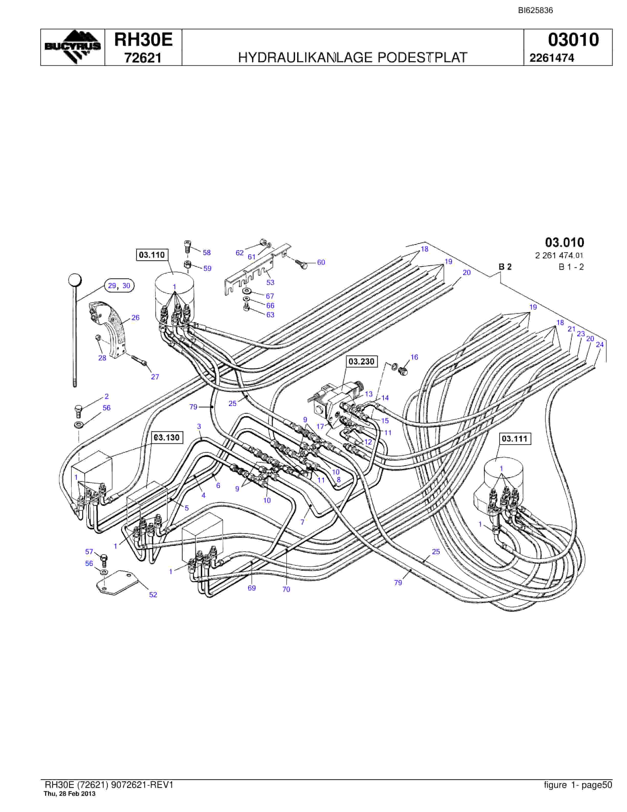 Bucyrus RH30E Hydraulic Excavator Parts Catalog BI625836-2