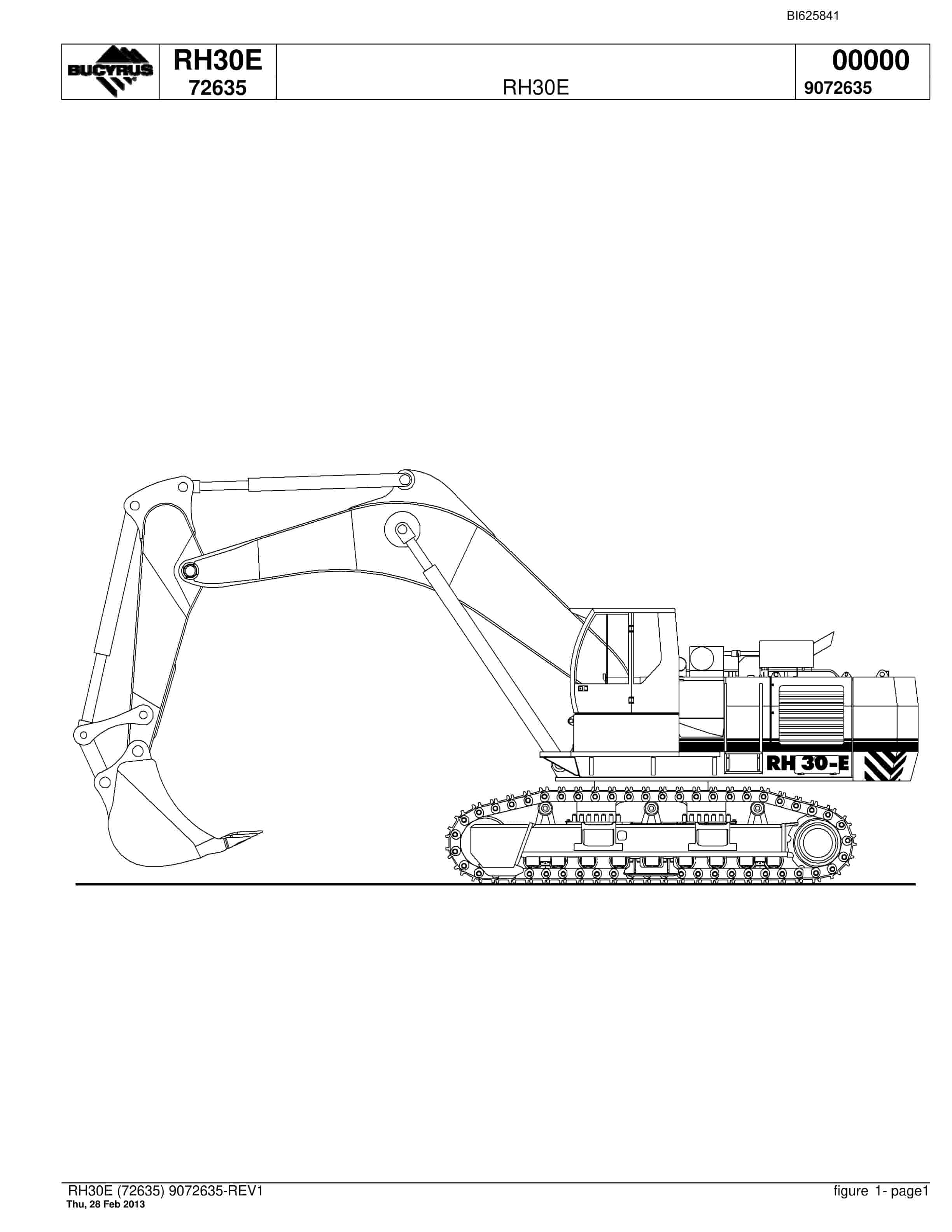 Bucyrus RH30E Hydraulic Excavator Parts Catalog BI625841