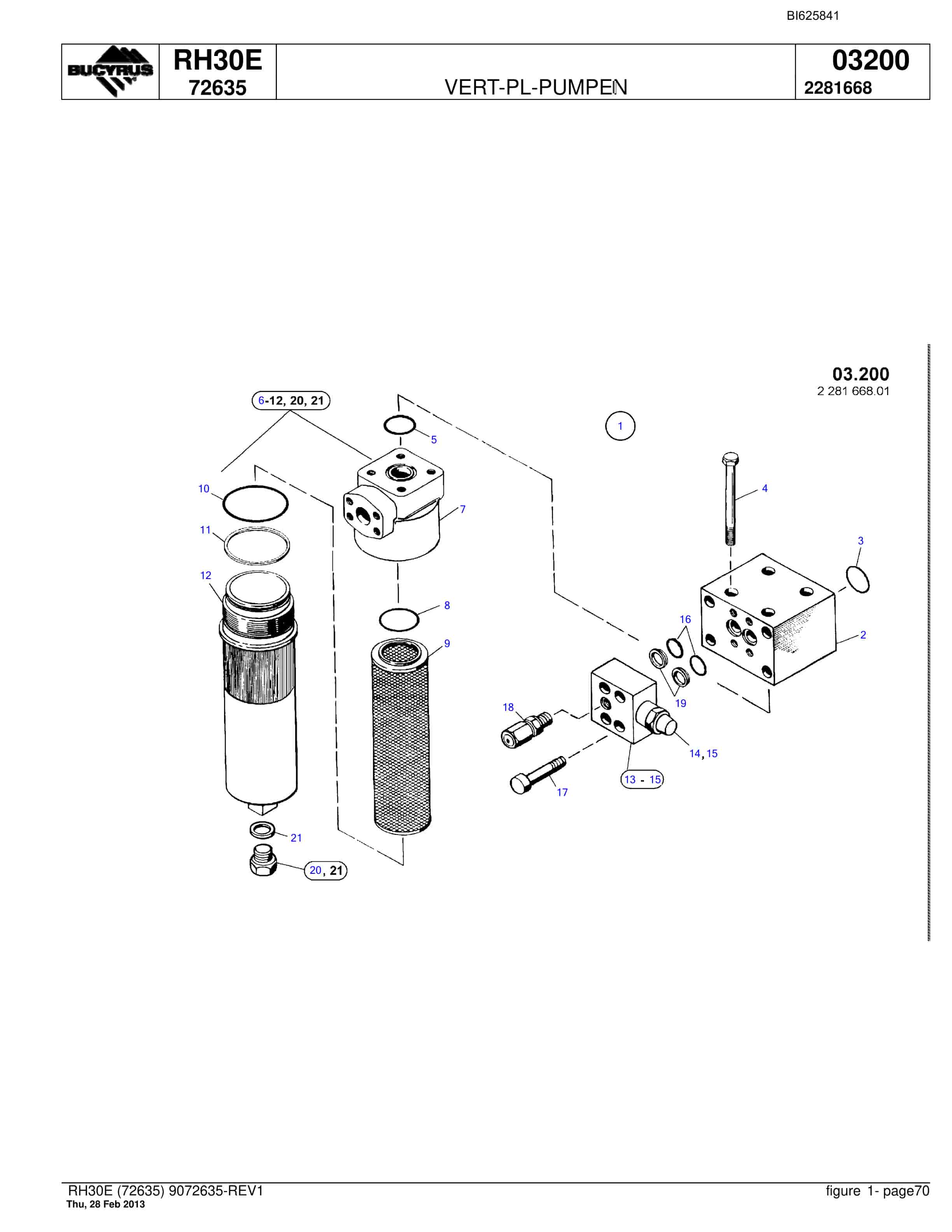 Bucyrus RH30E Hydraulic Excavator Parts Catalog BI625841-5