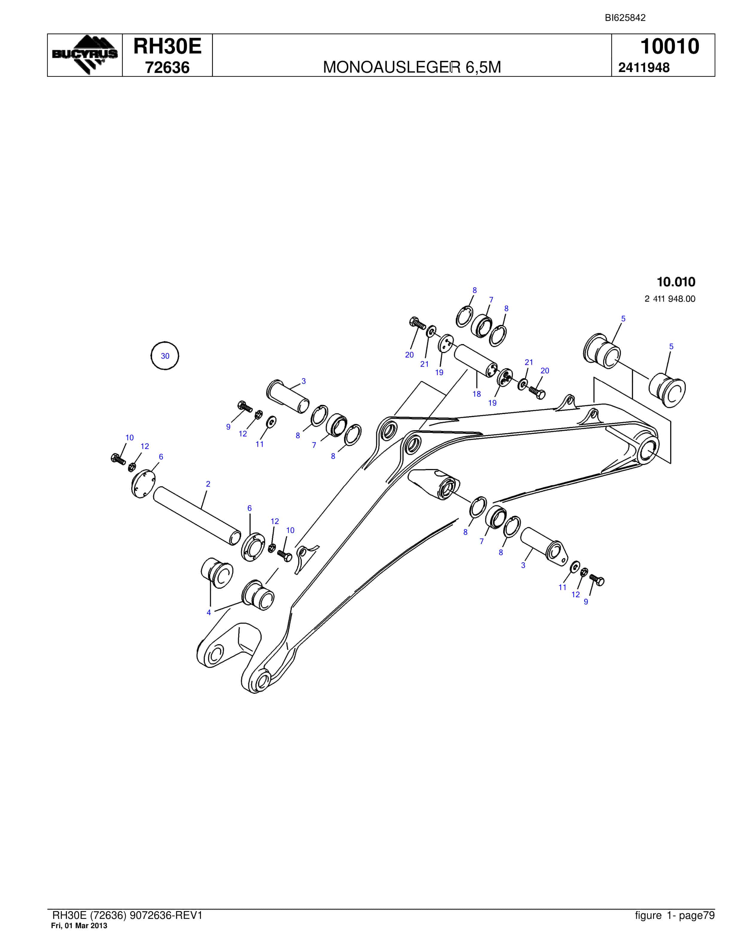 Bucyrus RH30E Hydraulic Excavator Parts Catalog BI625842-3