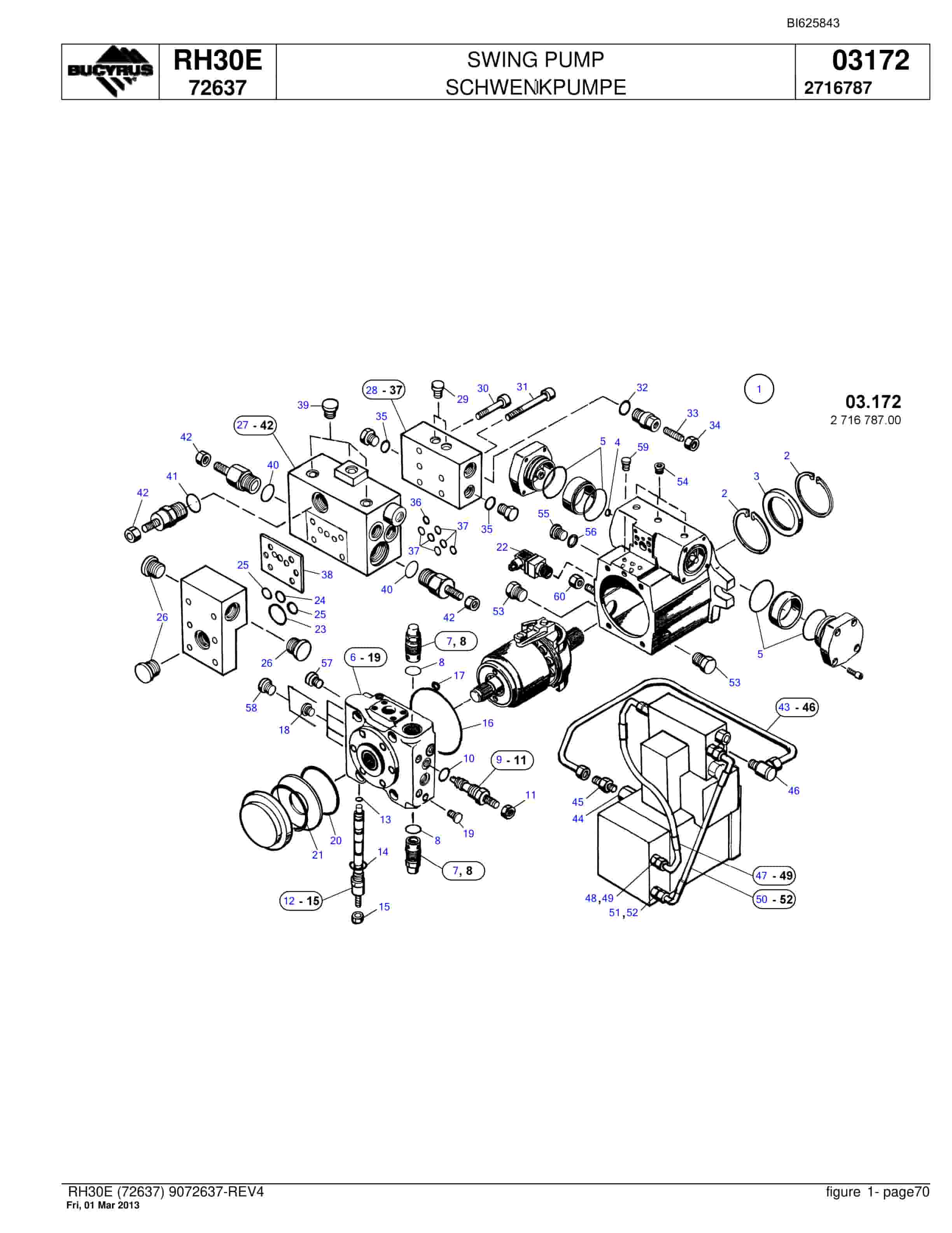 Bucyrus RH30E Hydraulic Excavator Parts Catalog BI625843-4