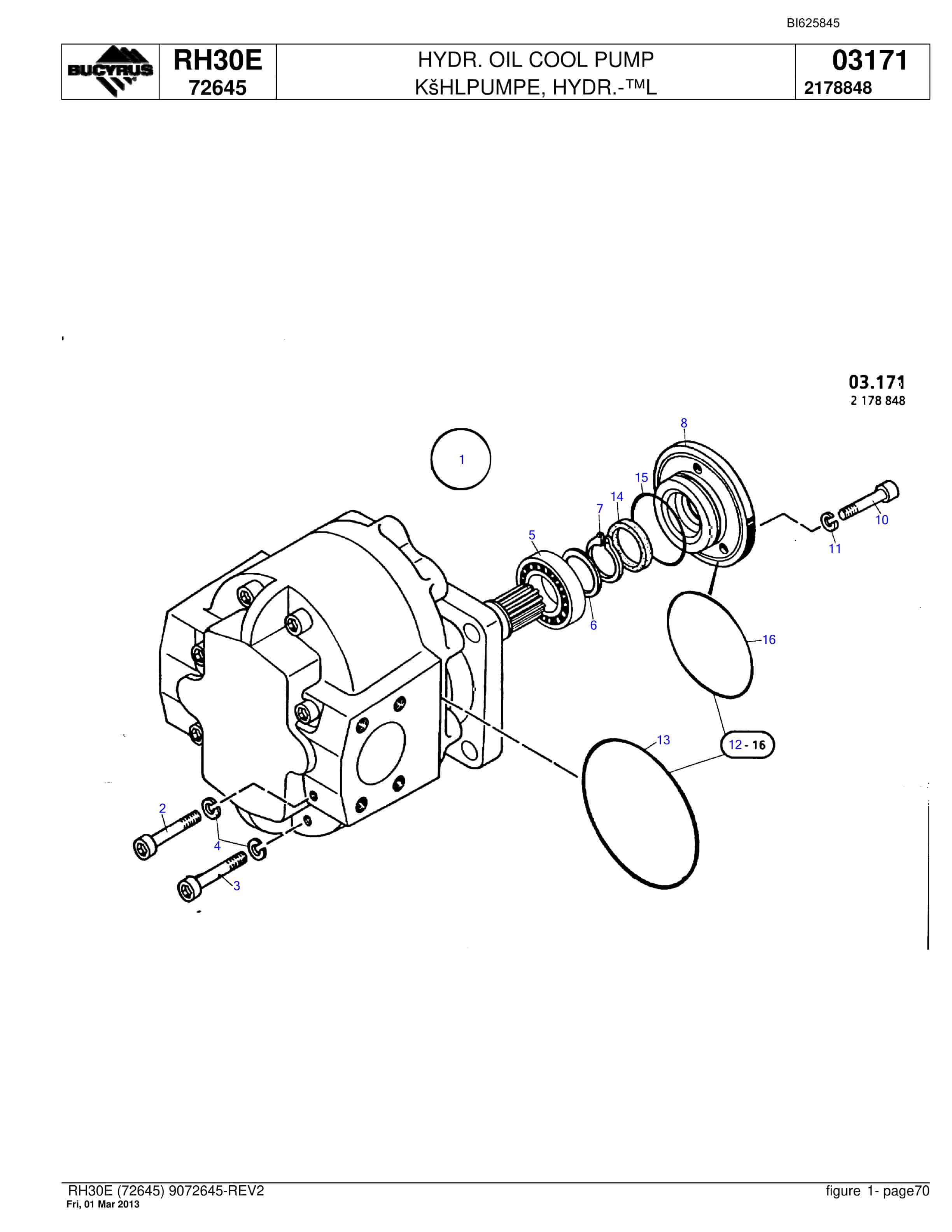 Bucyrus RH30E Hydraulic Excavator Parts Catalog BI625845-4