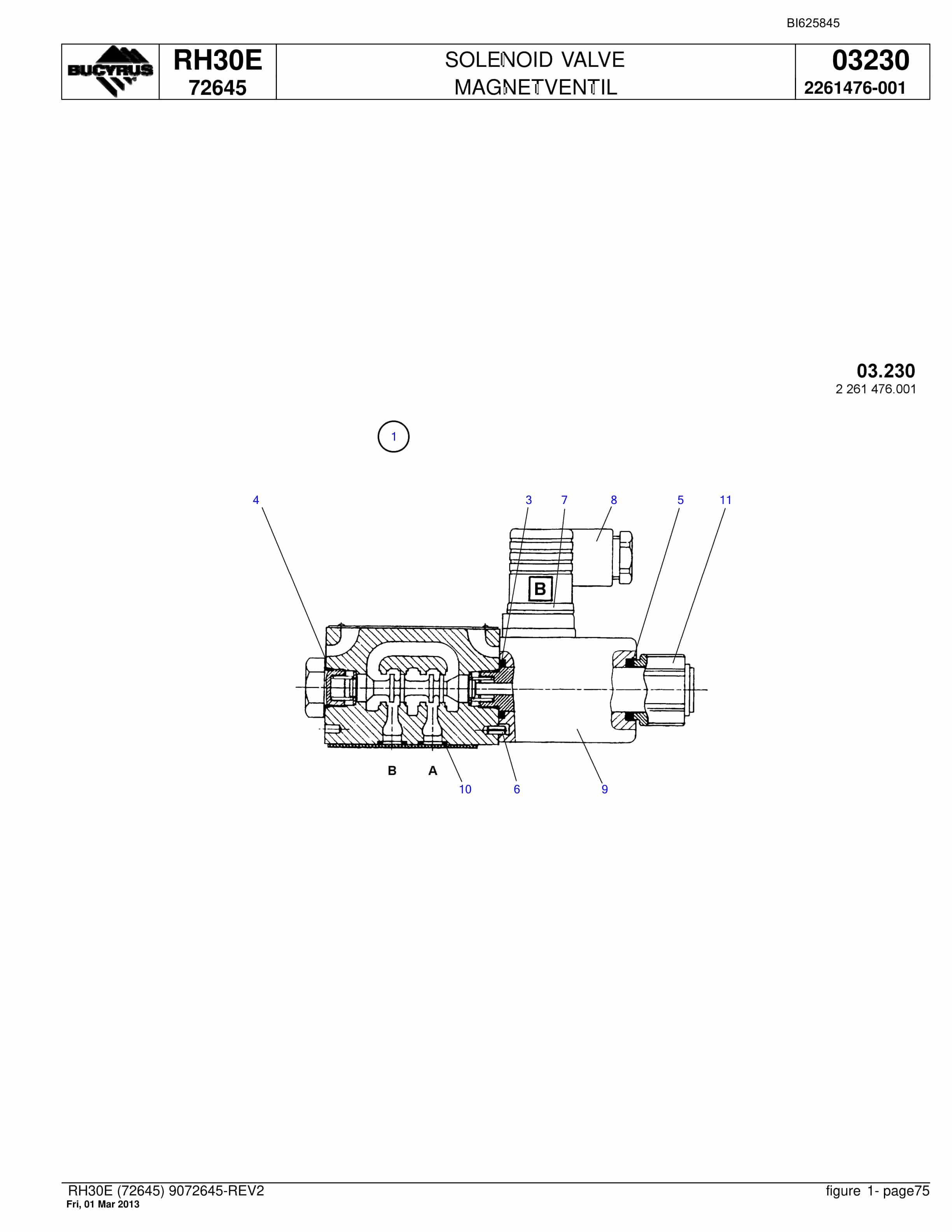 Bucyrus RH30E Hydraulic Excavator Parts Catalog BI625845-5