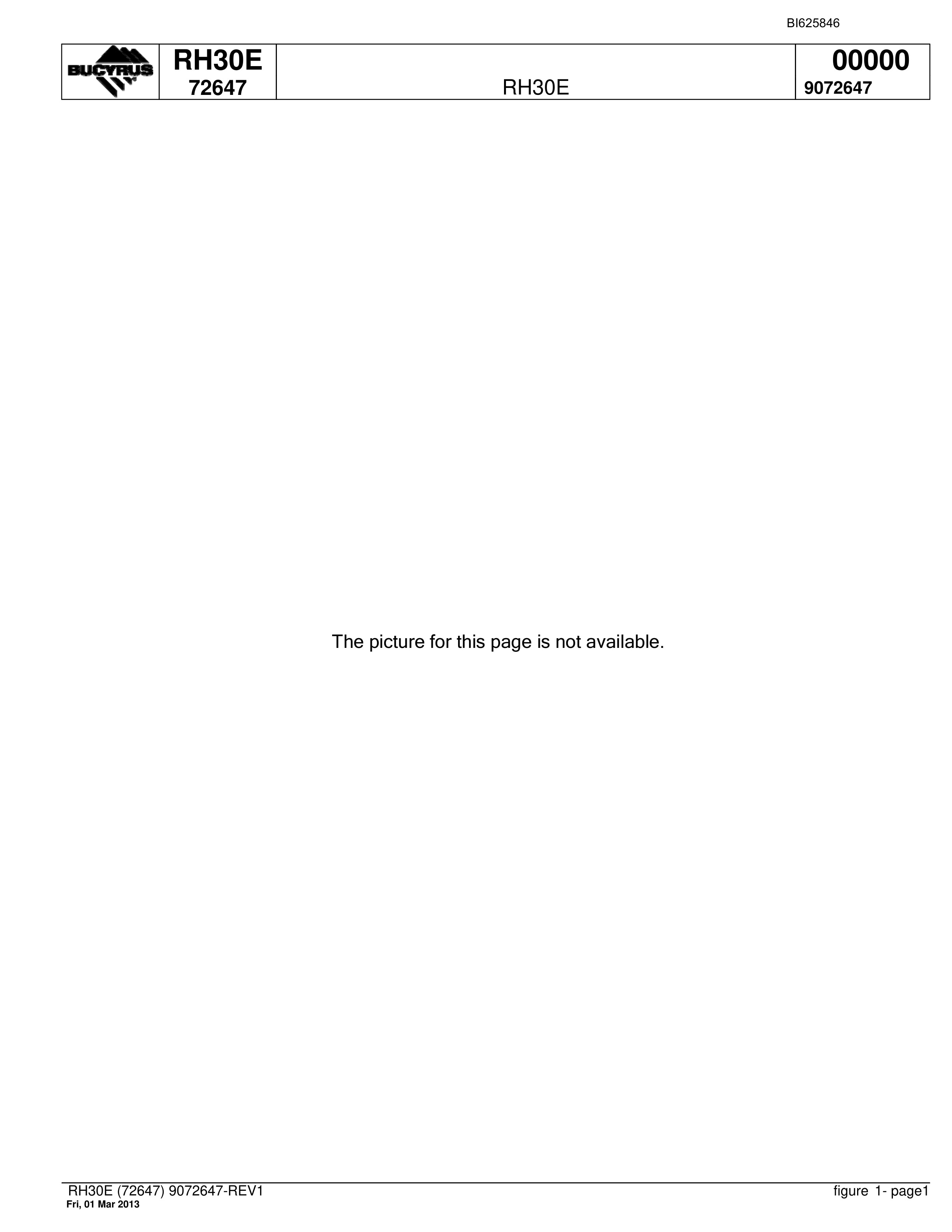 Bucyrus RH30E Hydraulic Excavator Parts Catalog BI625846