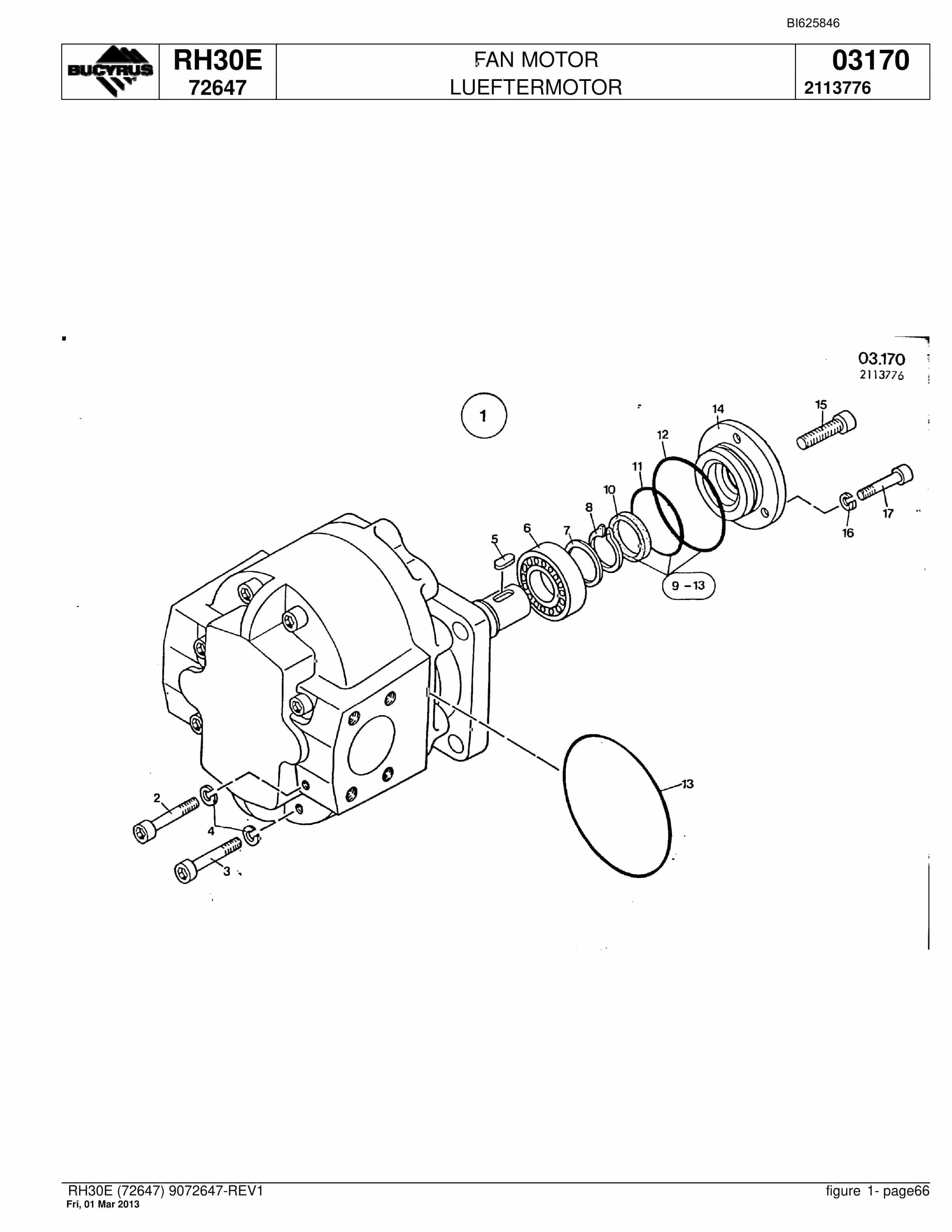 Bucyrus RH30E Hydraulic Excavator Parts Catalog BI625846-3