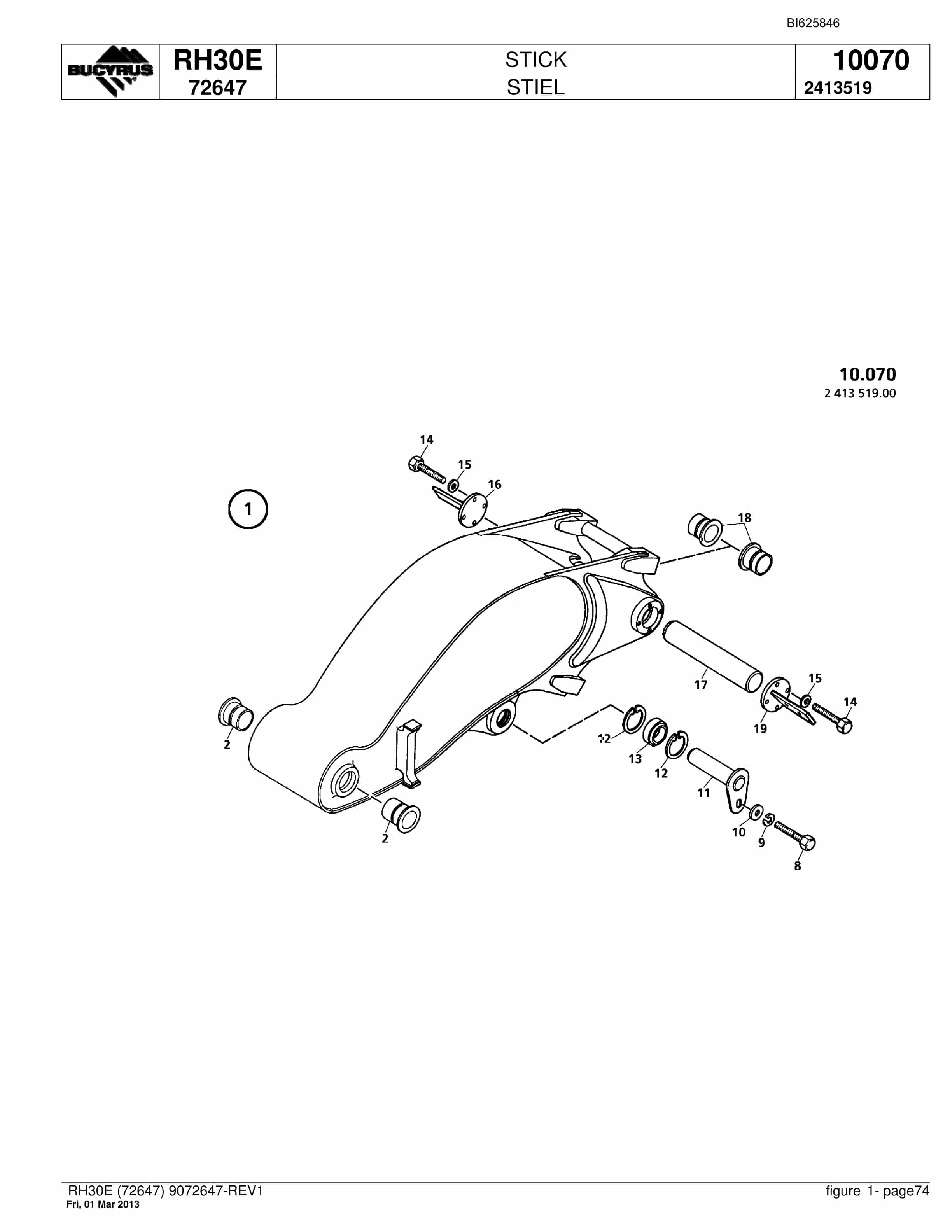 Bucyrus RH30E Hydraulic Excavator Parts Catalog BI625846-4