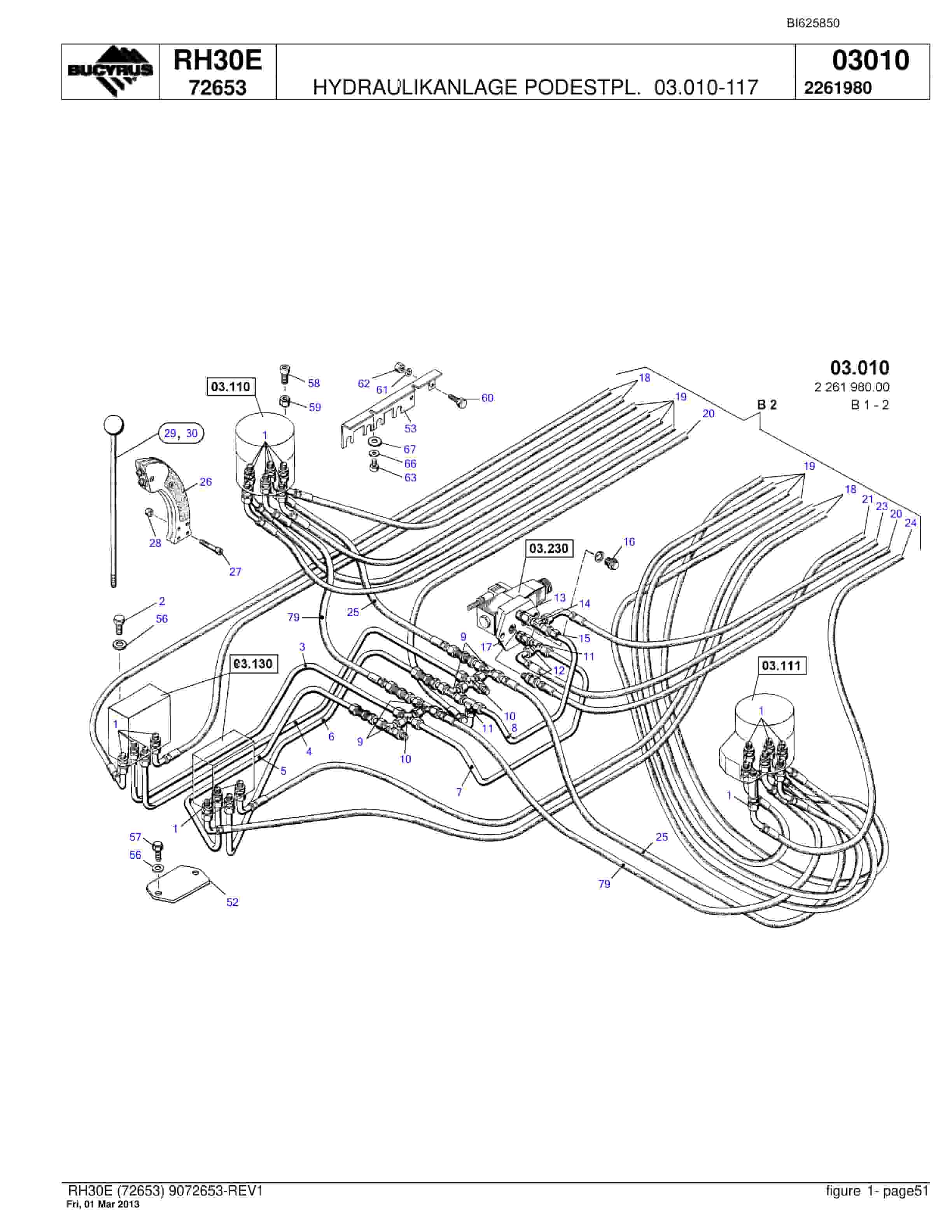 Bucyrus RH30E Hydraulic Excavator Parts Catalog BI625850-2