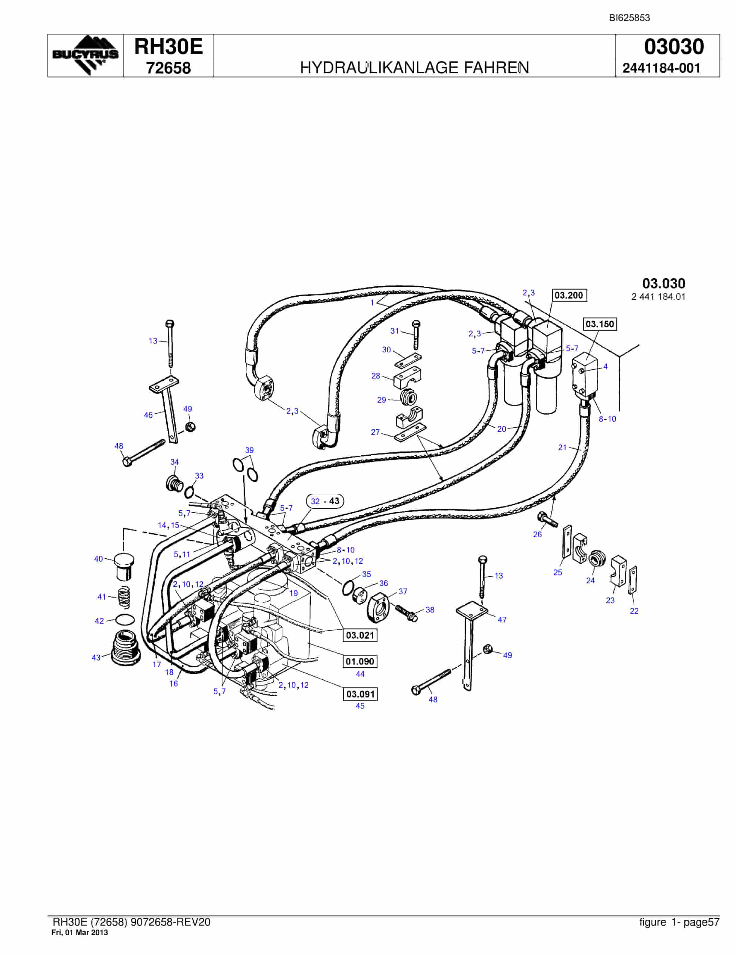 Bucyrus RH30E Hydraulic Excavator Parts Catalog BI625853-2