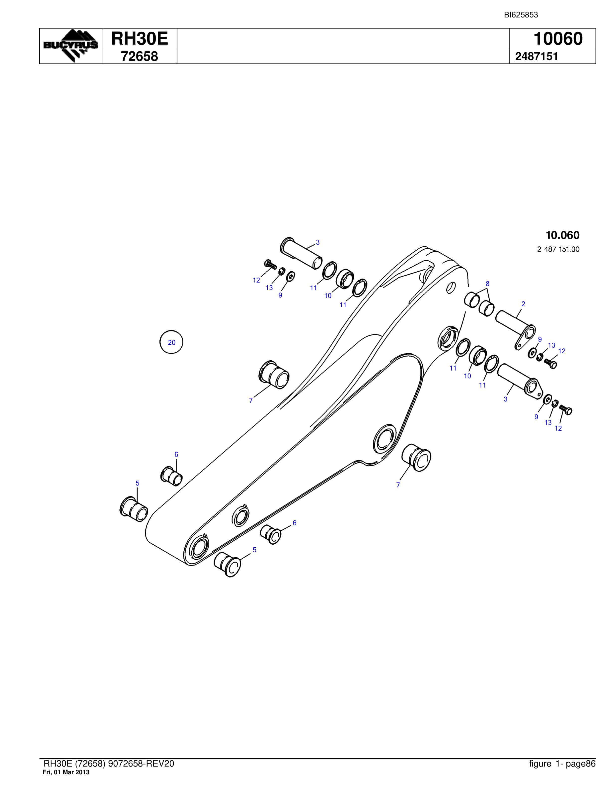 Bucyrus RH30E Hydraulic Excavator Parts Catalog BI625853-4
