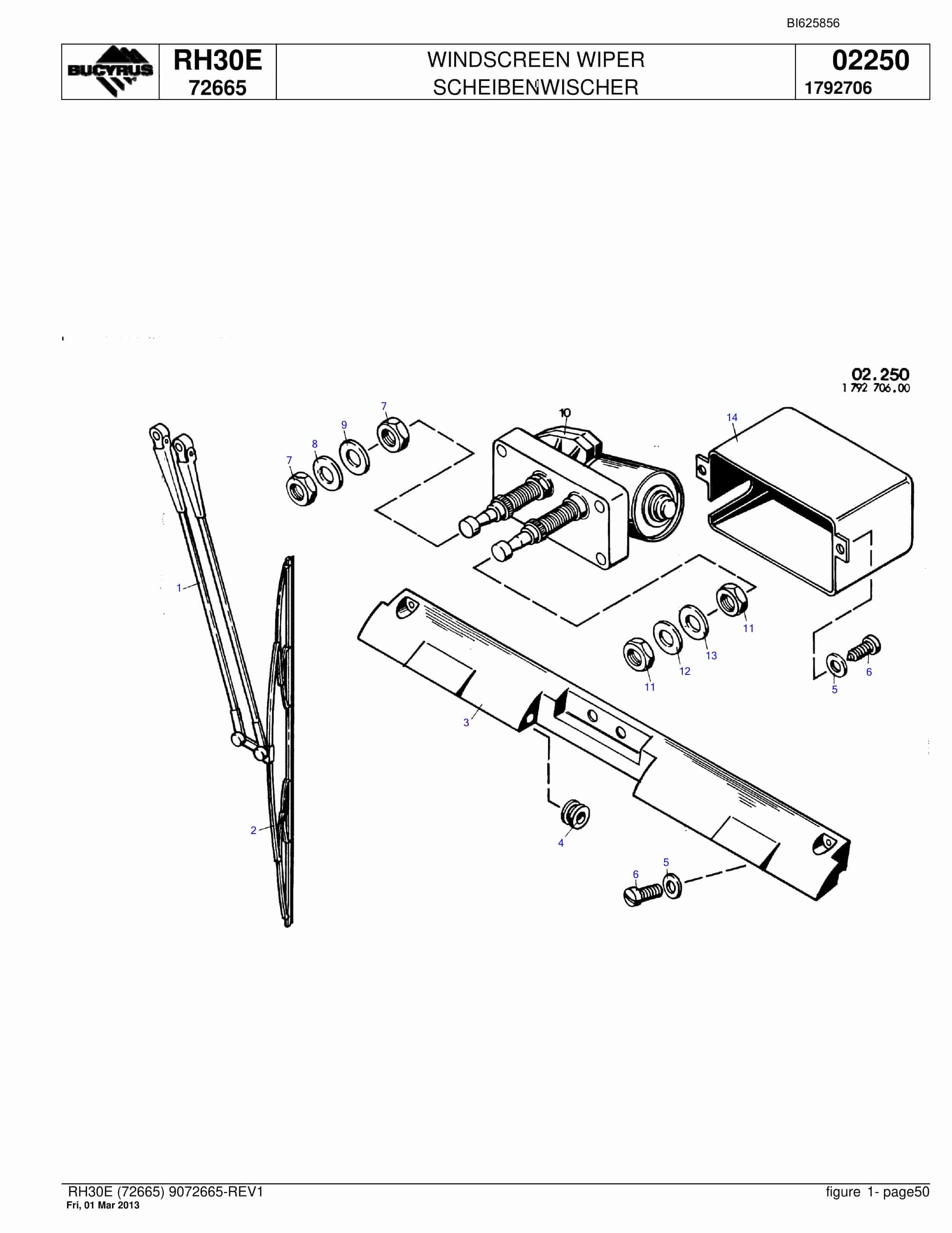Bucyrus RH30E Hydraulic Excavator Parts Catalog BI625856-2
