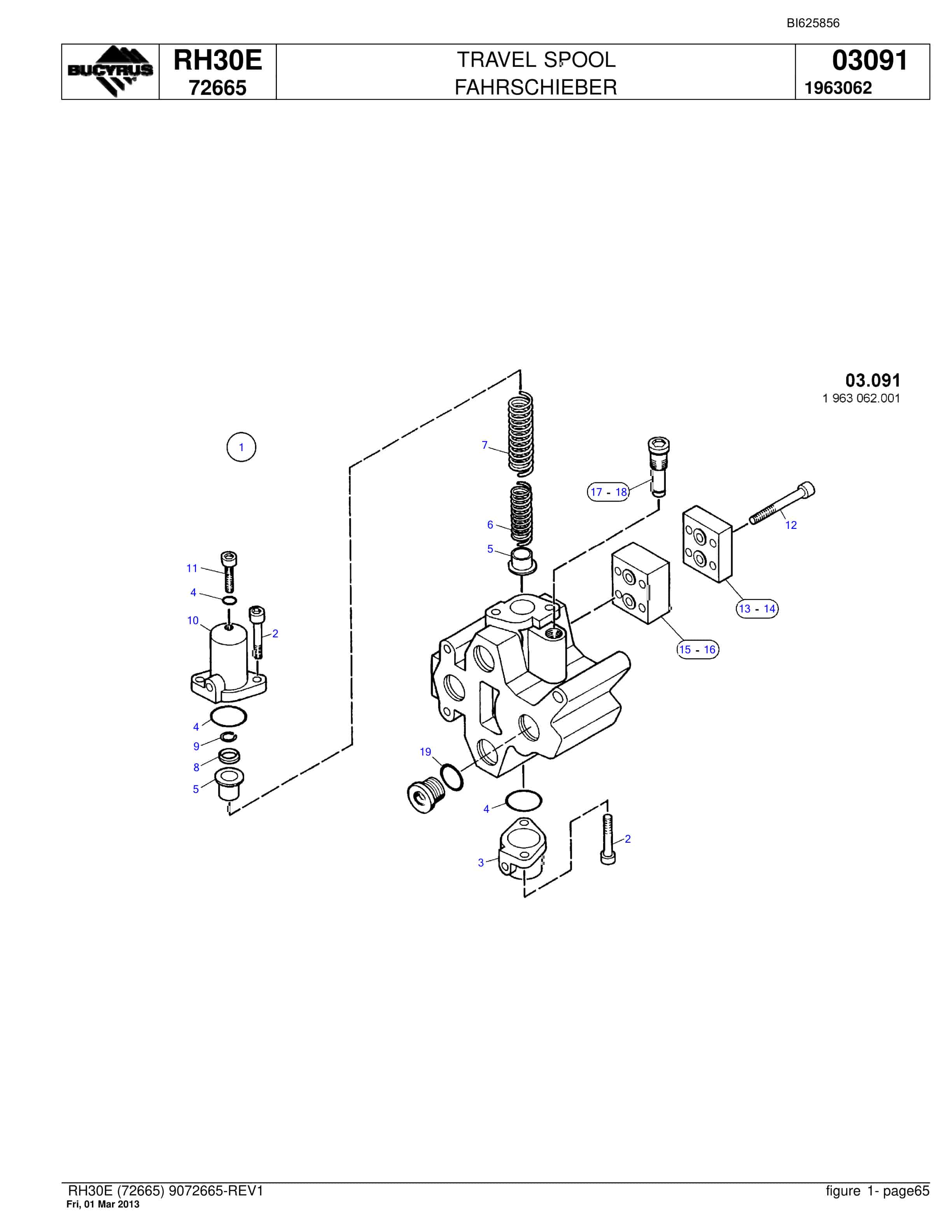Bucyrus RH30E Hydraulic Excavator Parts Catalog BI625856-3