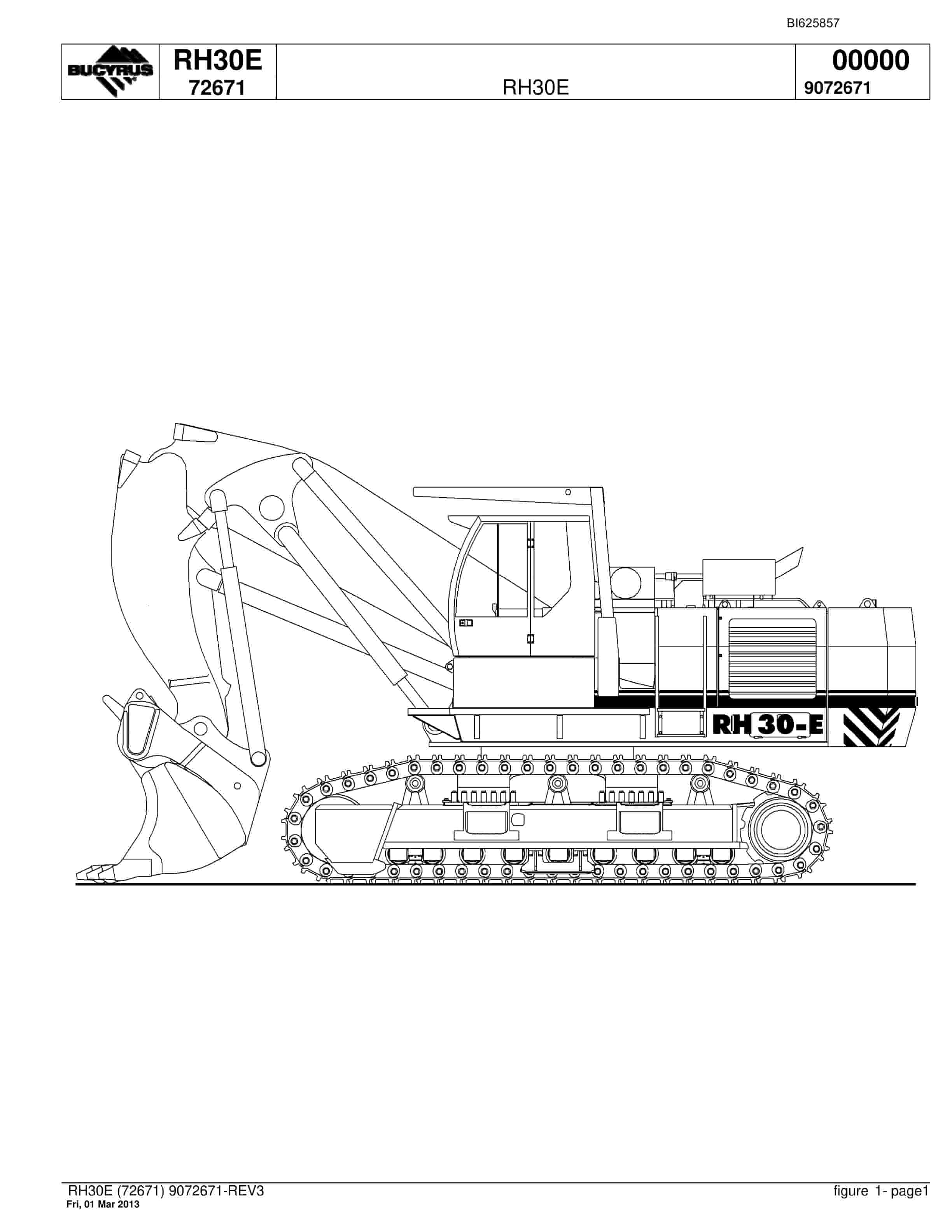 Bucyrus RH30E Hydraulic Excavator Parts Catalog BI625857