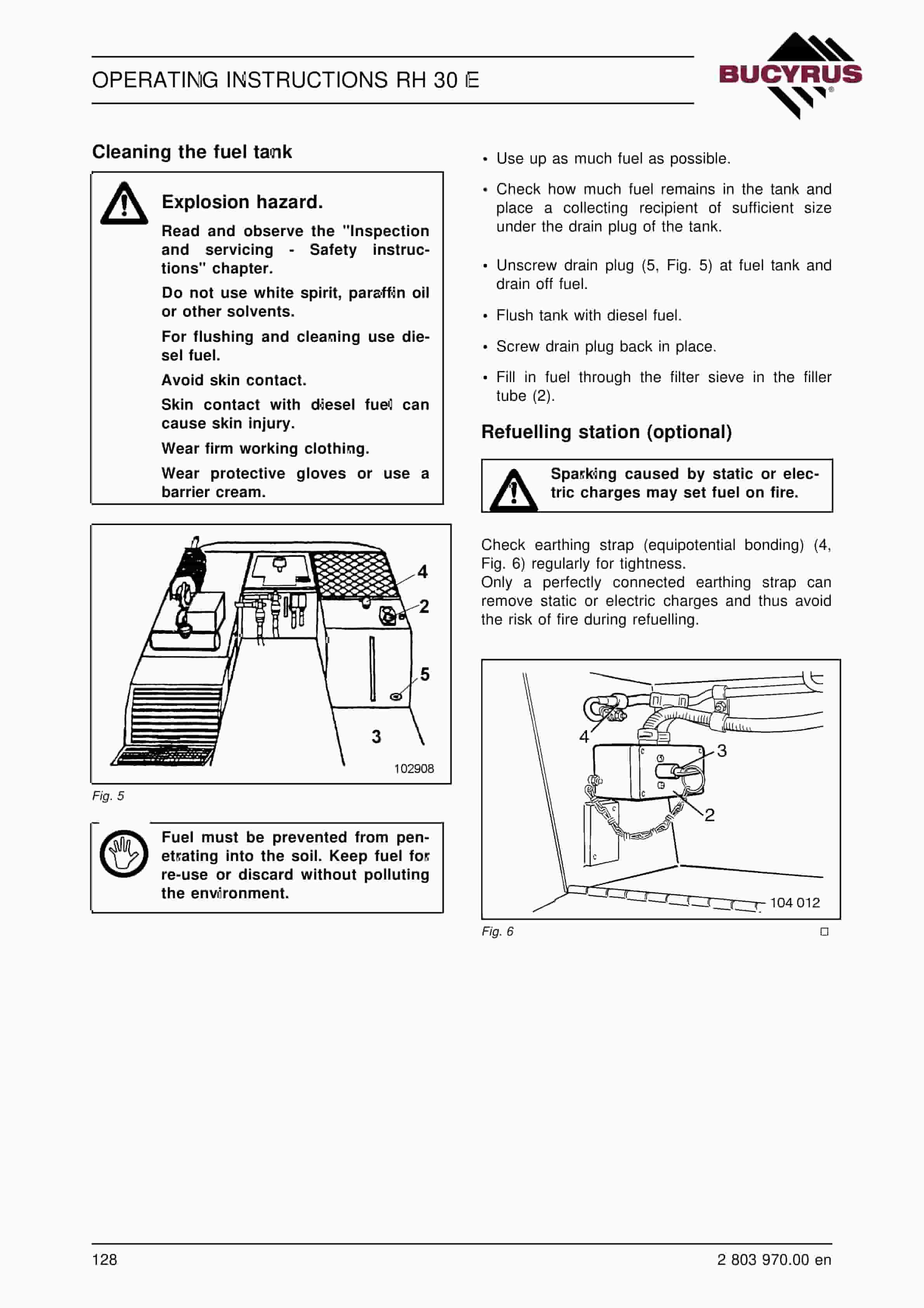 Bucyrus RH30F Hydraulic Excavator Operating Instructions 2803970-3