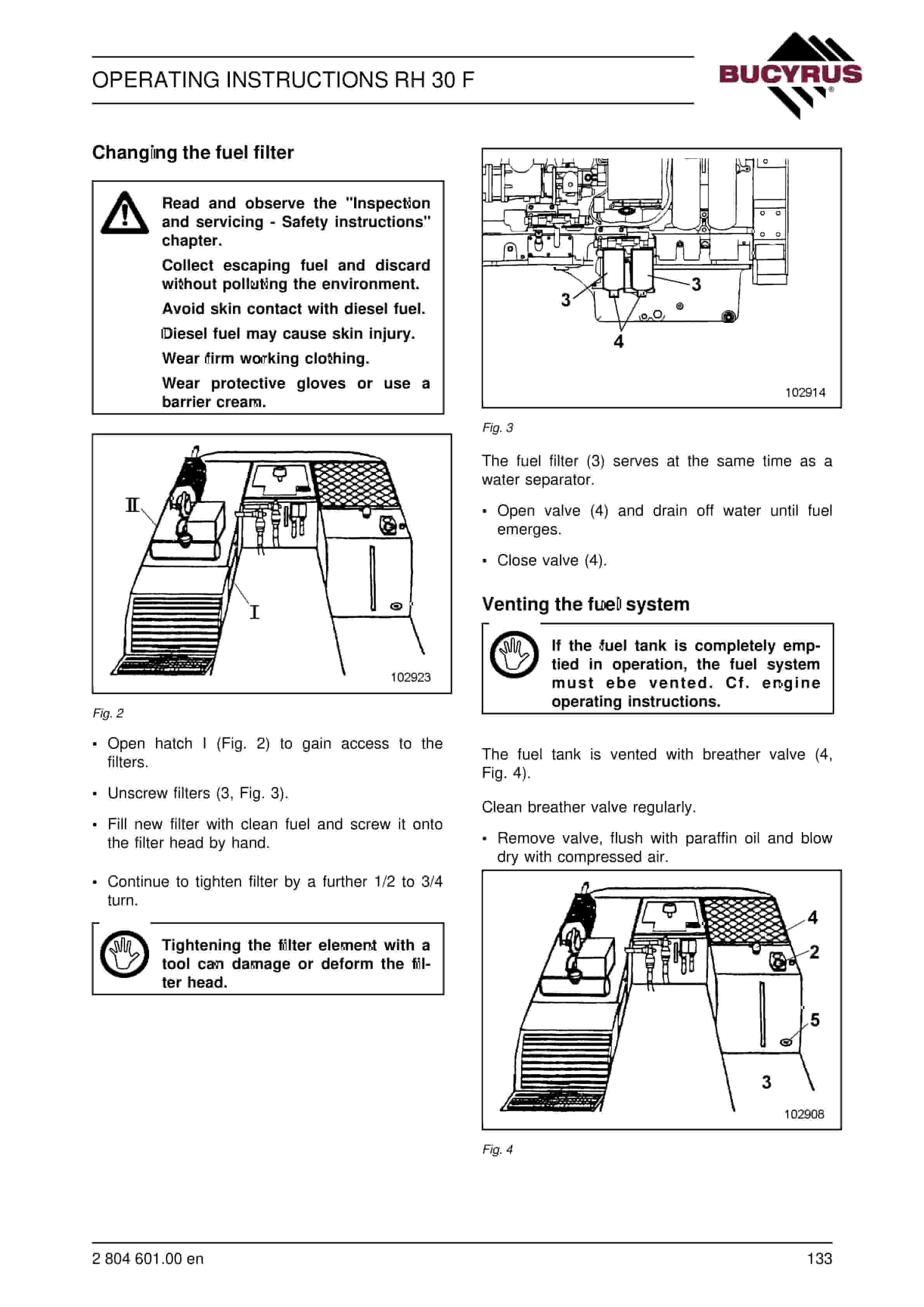 Bucyrus RH30F Hydraulic Excavator Operating Instructions 2804601-3