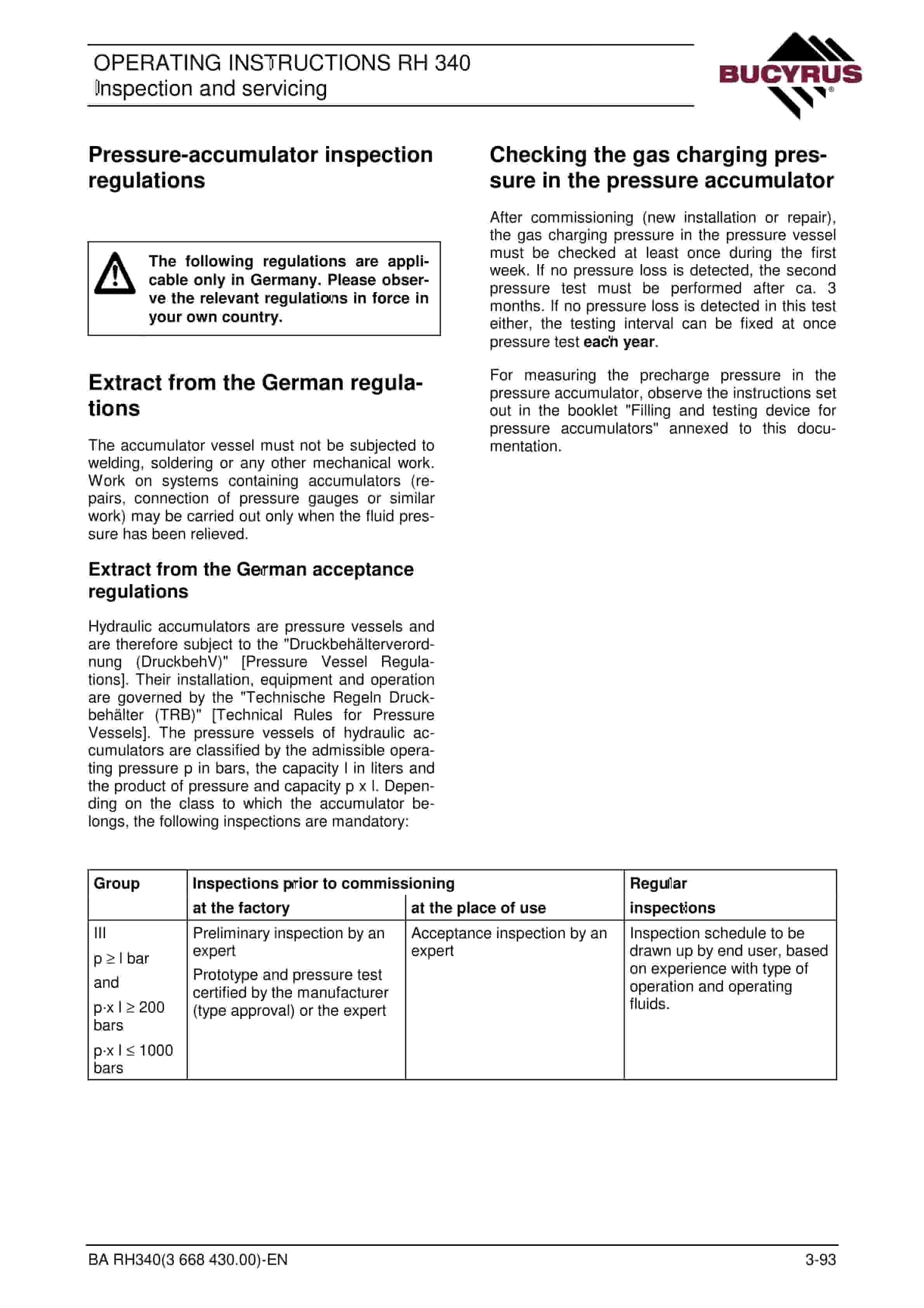 Bucyrus RH340 Hydraulic Excavator Operating Instructions 3668430 5 Bucyrus RH340 Hydraulic Excavator Operating Instructions 3668430 - Image 5