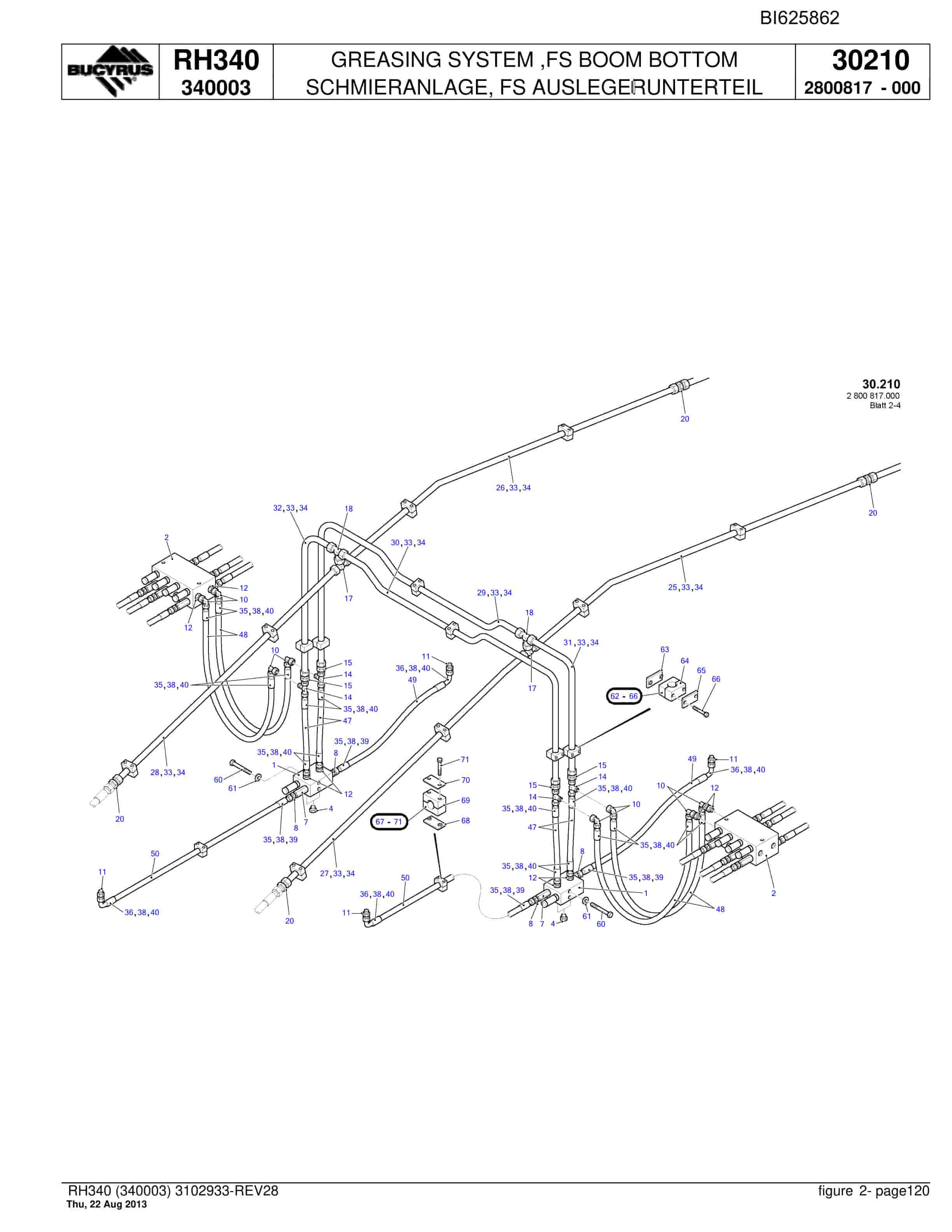 Bucyrus RH340 Hydraulic Excavator Parts Catalog BI625862-4