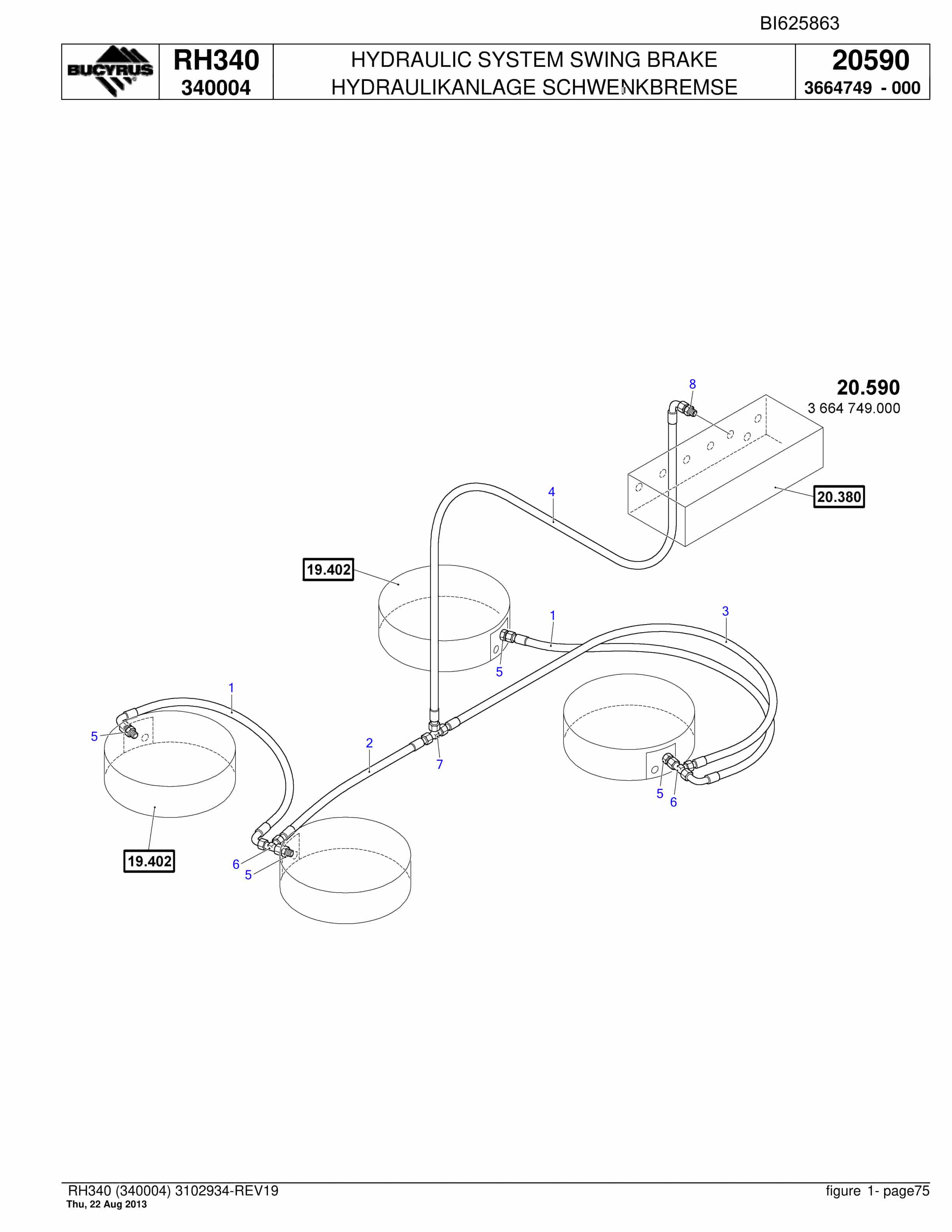 Bucyrus RH340 Hydraulic Excavator Parts Catalog BI625863-2