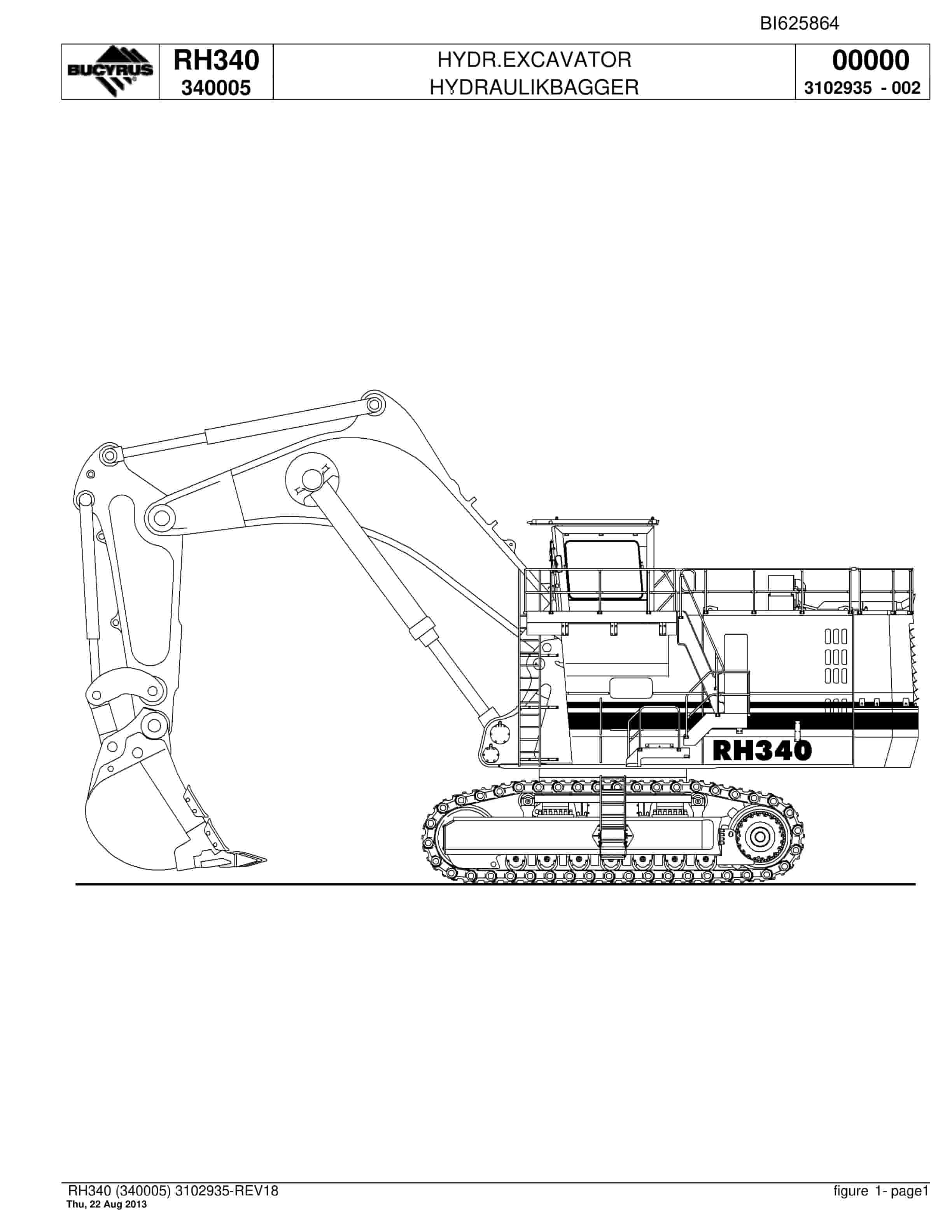 Bucyrus RH340 Hydraulic Excavator Parts Catalog BI625864