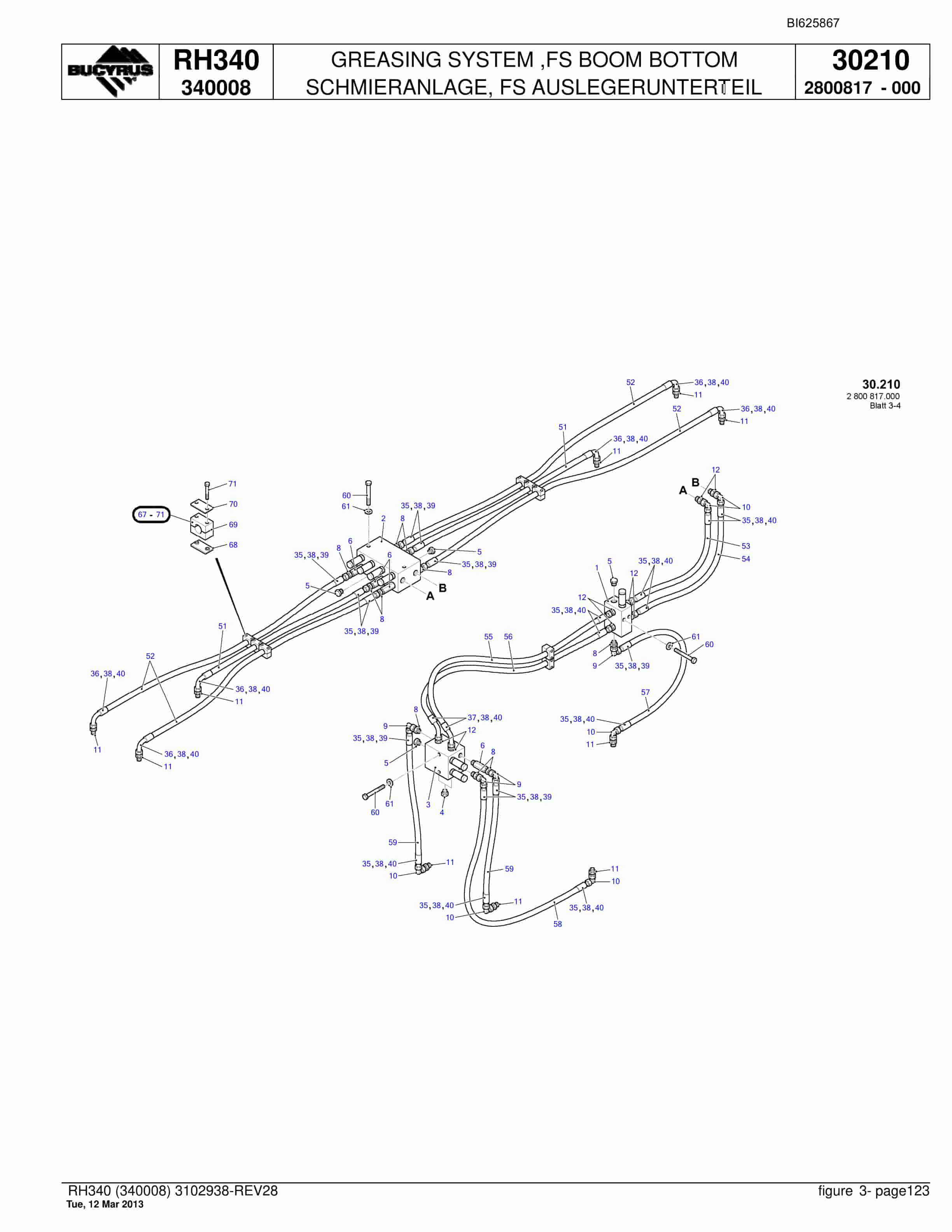 Bucyrus RH340 Hydraulic Excavator Parts Catalog BI625867-4