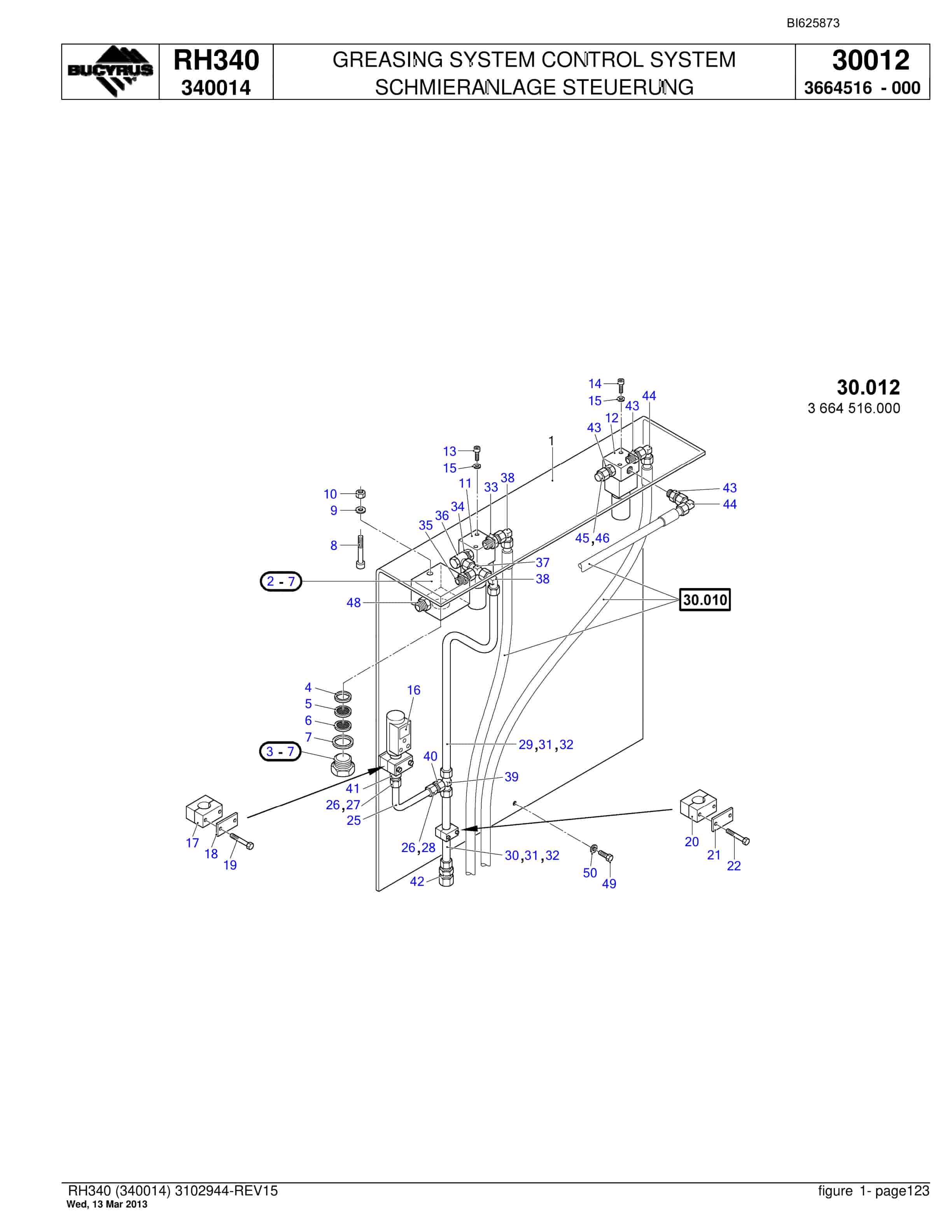 Bucyrus RH340 Hydraulic Excavator Parts Catalog BI625873-4