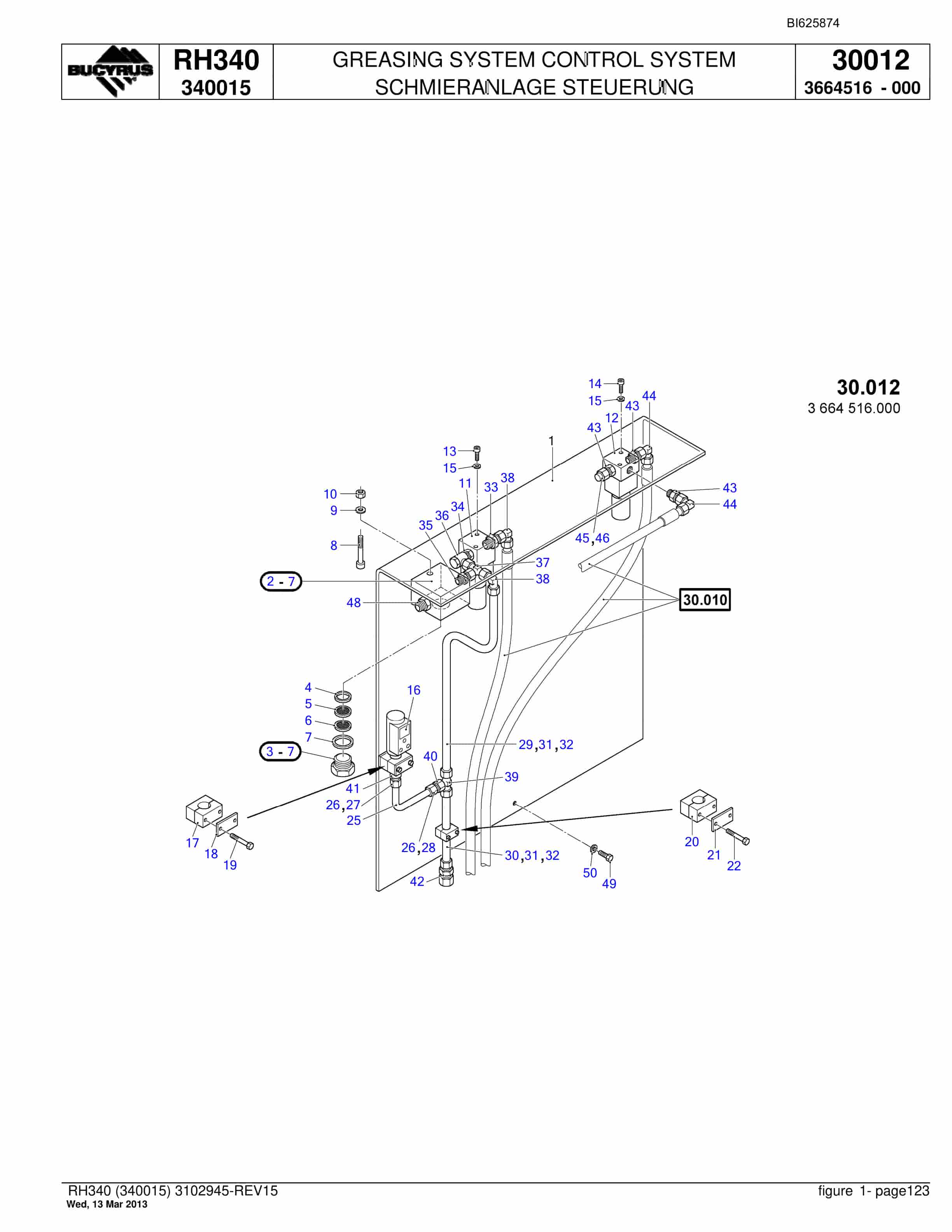 Bucyrus RH340 Hydraulic Excavator Parts Catalog BI625874-4