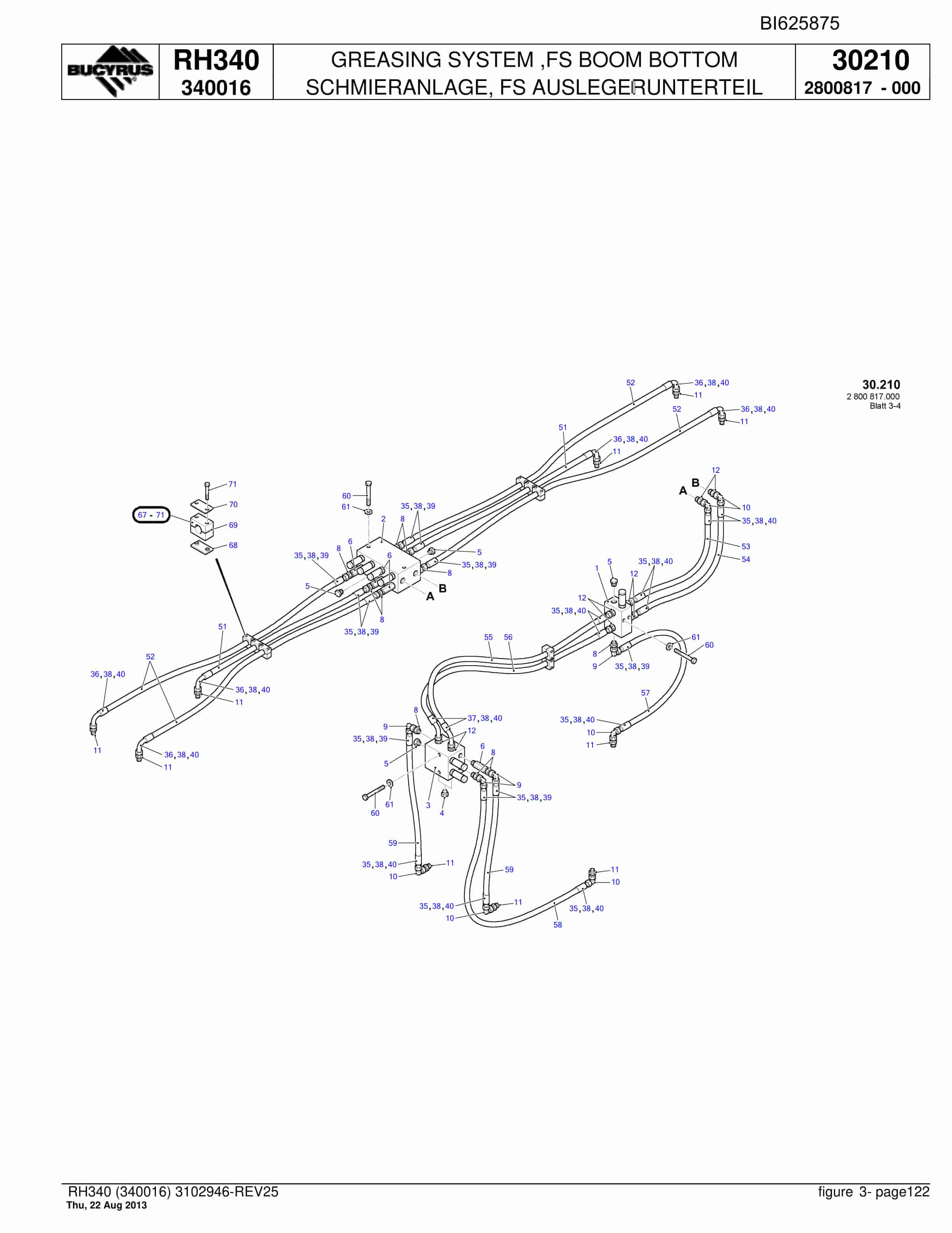 Bucyrus RH340 Hydraulic Excavator Parts Catalog BI625875-4
