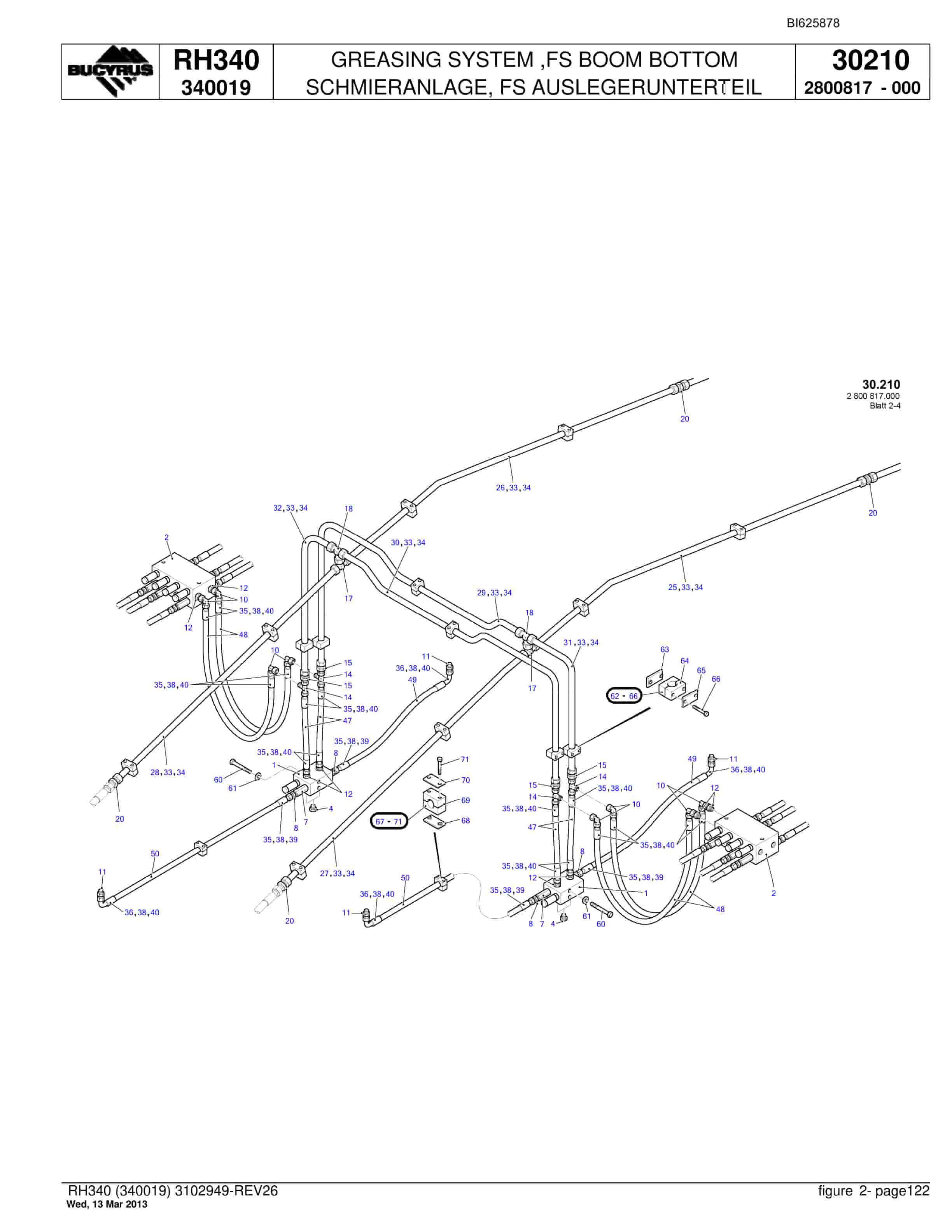 Bucyrus RH340 Hydraulic Excavator Parts Catalog BI625878-4