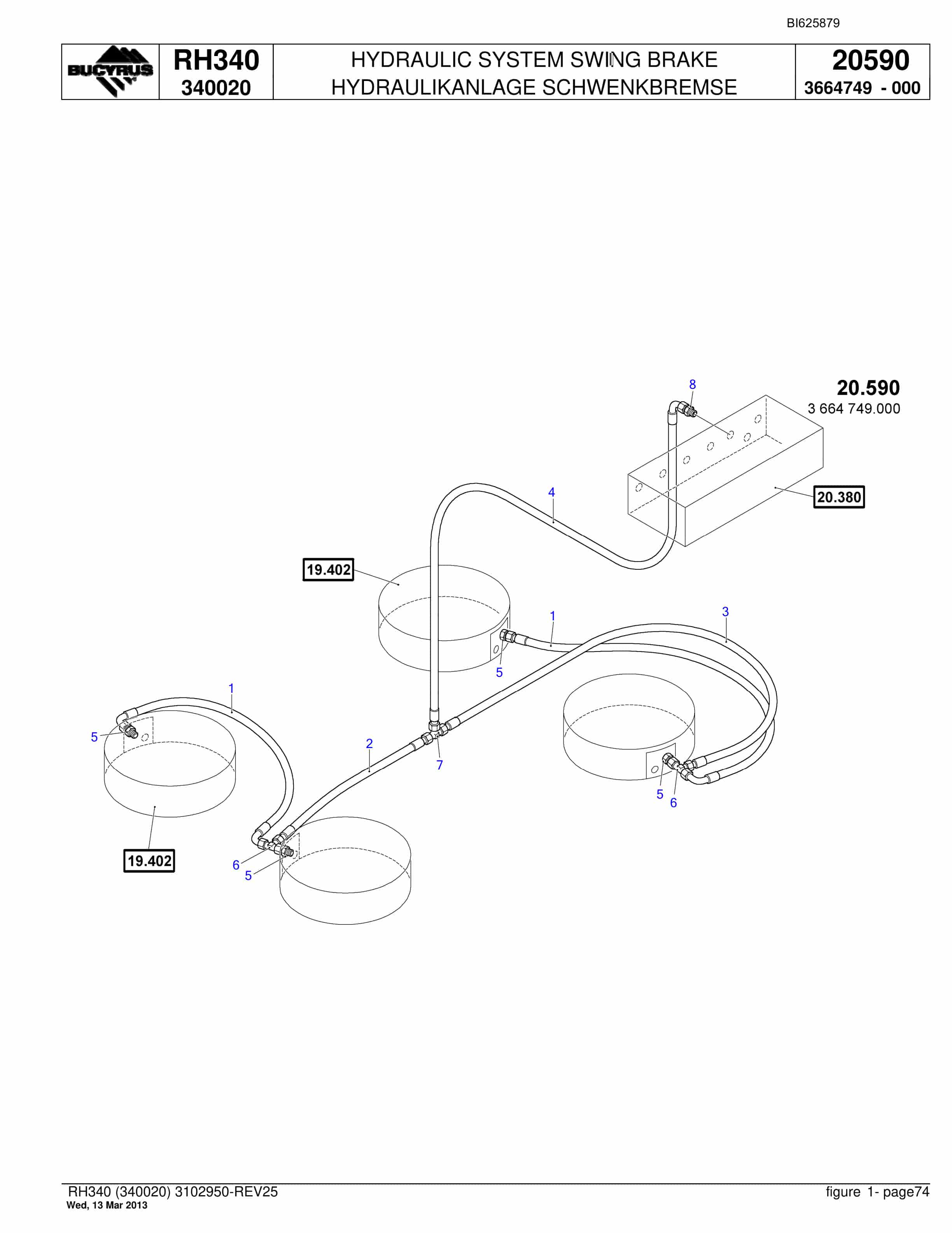 Bucyrus RH340 Hydraulic Excavator Parts Catalog BI625879-2