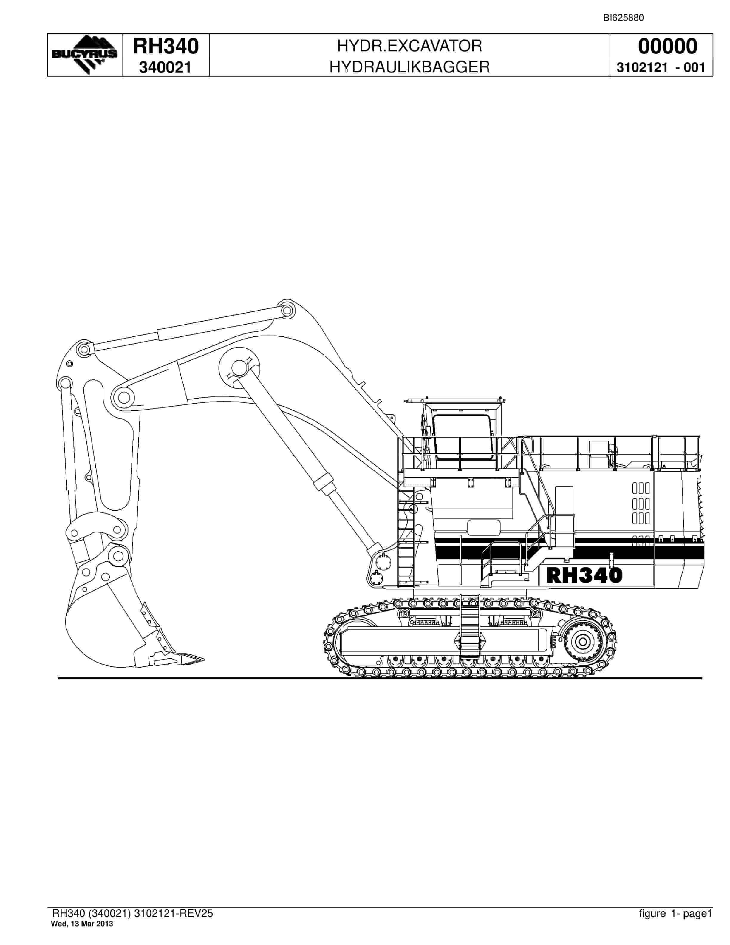 Bucyrus RH340 Hydraulic Excavator Parts Catalog BI625880