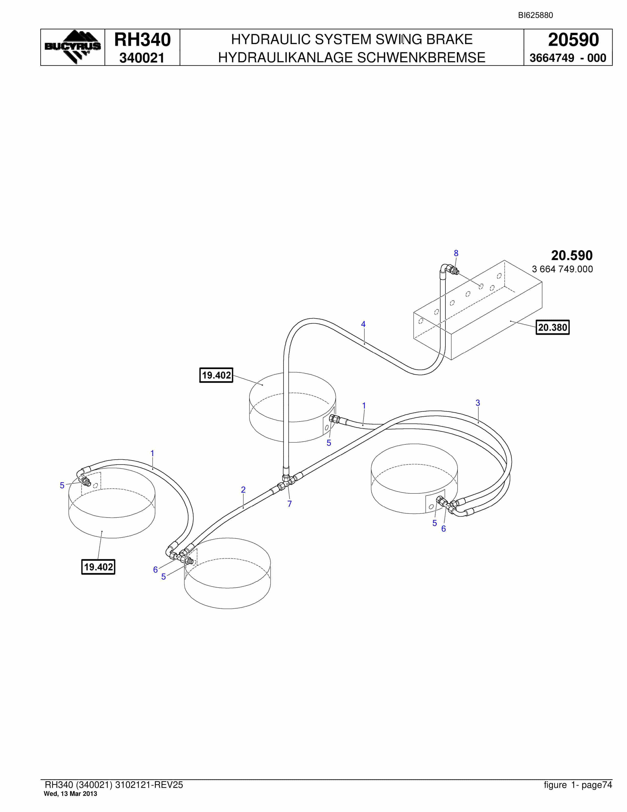 Bucyrus RH340 Hydraulic Excavator Parts Catalog BI625880-2