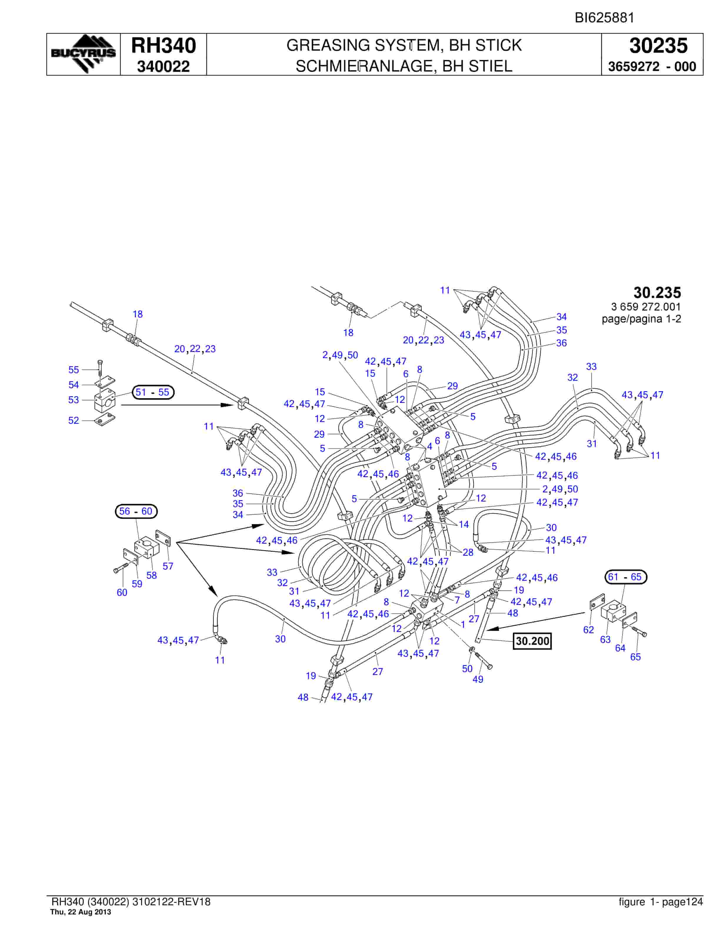 Bucyrus RH340 Hydraulic Excavator Parts Catalog BI625881-4