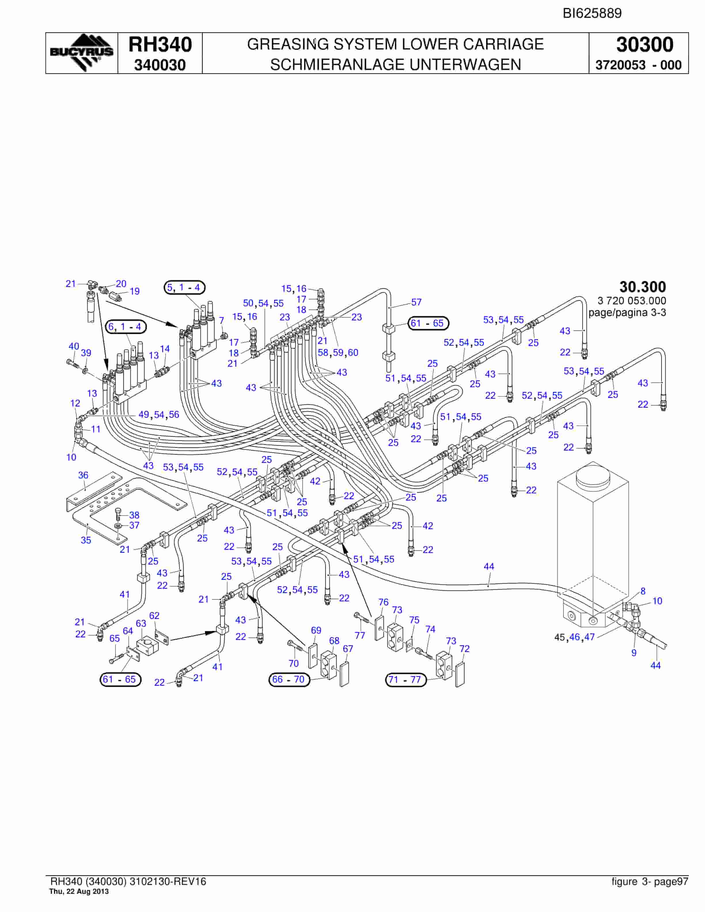 Bucyrus RH340 Hydraulic Excavator Parts Catalog BI625889-4