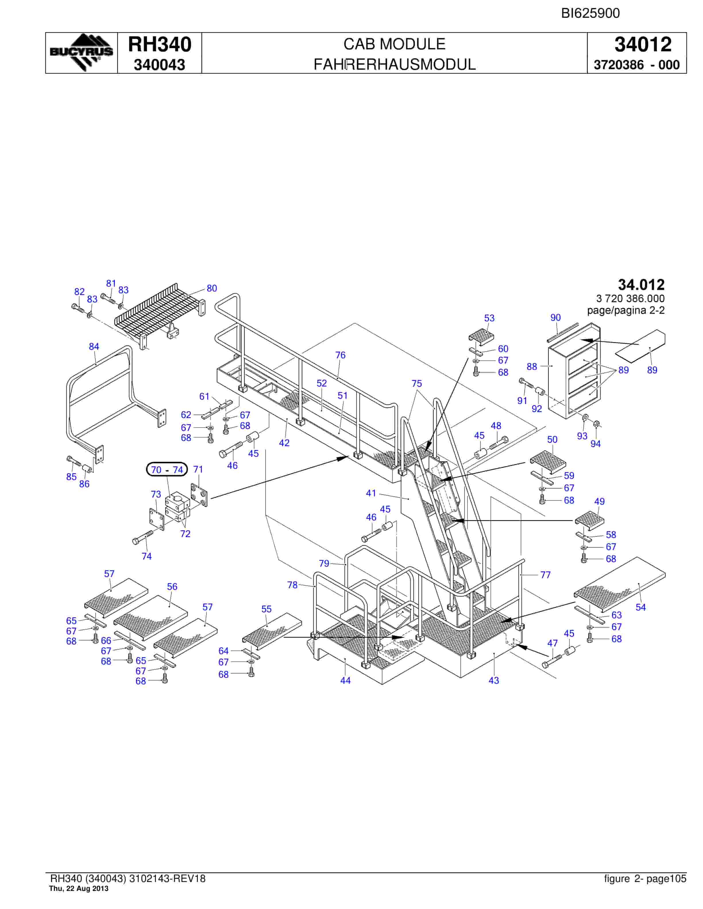 Bucyrus RH340 Hydraulic Excavator Parts Catalog BI625900-5