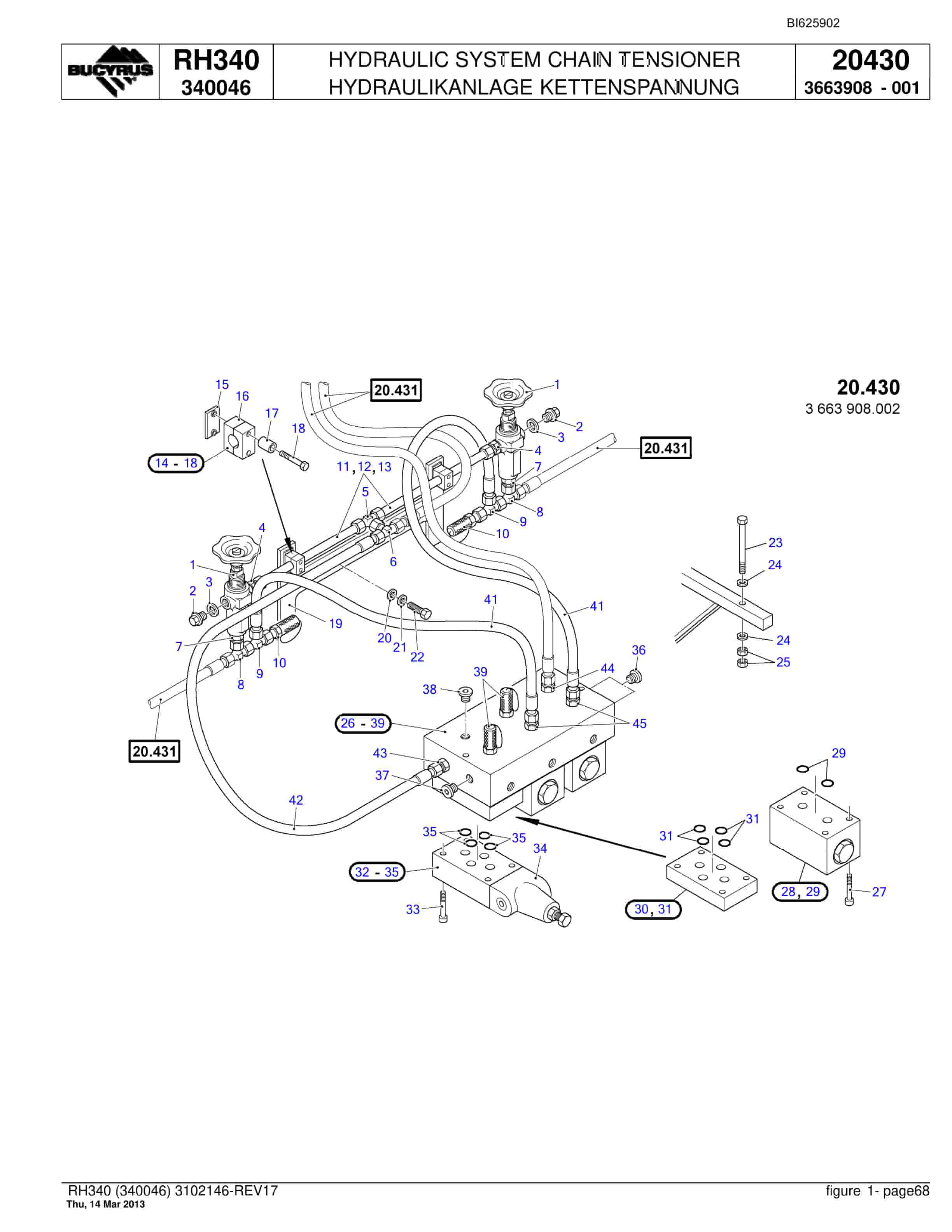 Bucyrus RH340 Hydraulic Excavator Parts Catalog BI625902-2