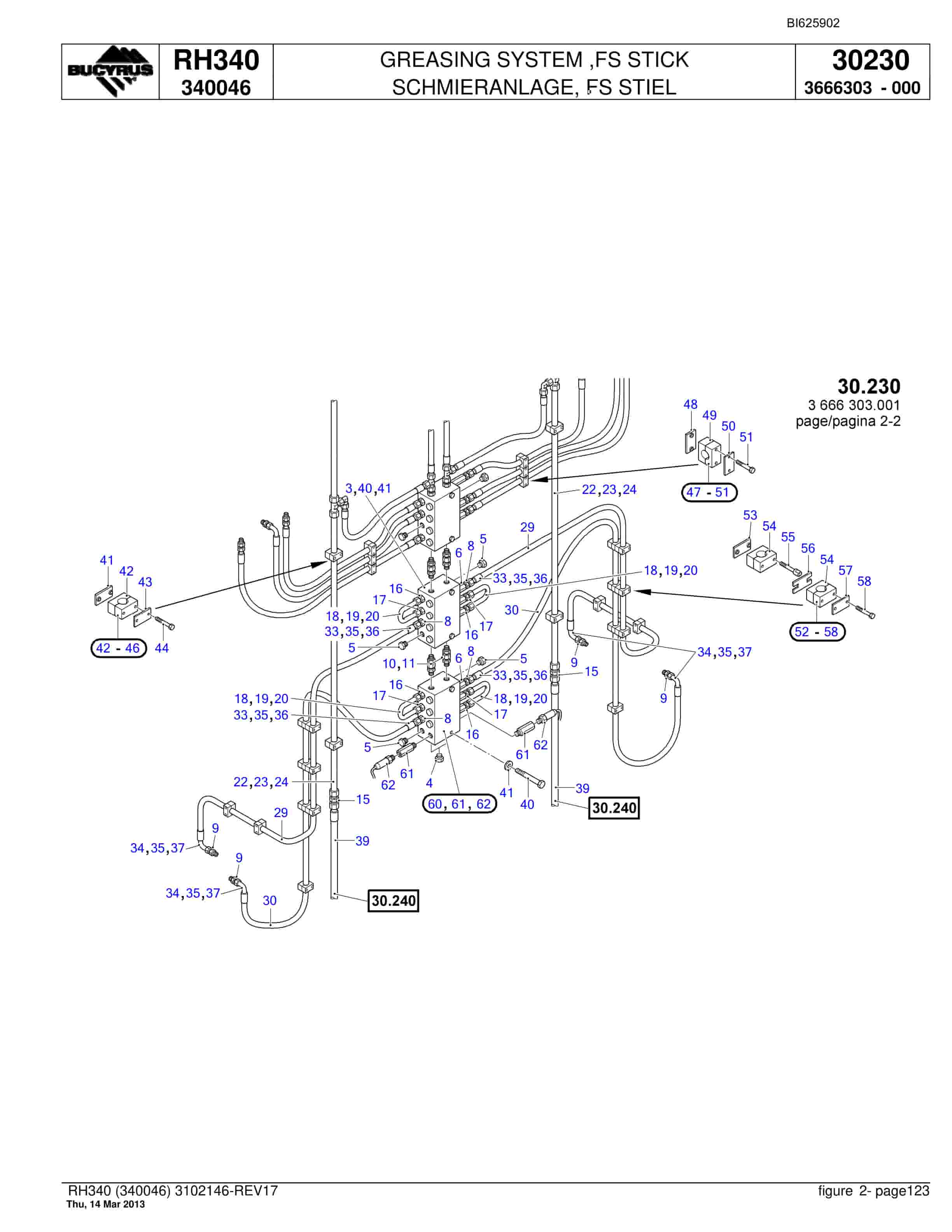 Bucyrus RH340 Hydraulic Excavator Parts Catalog BI625902-5