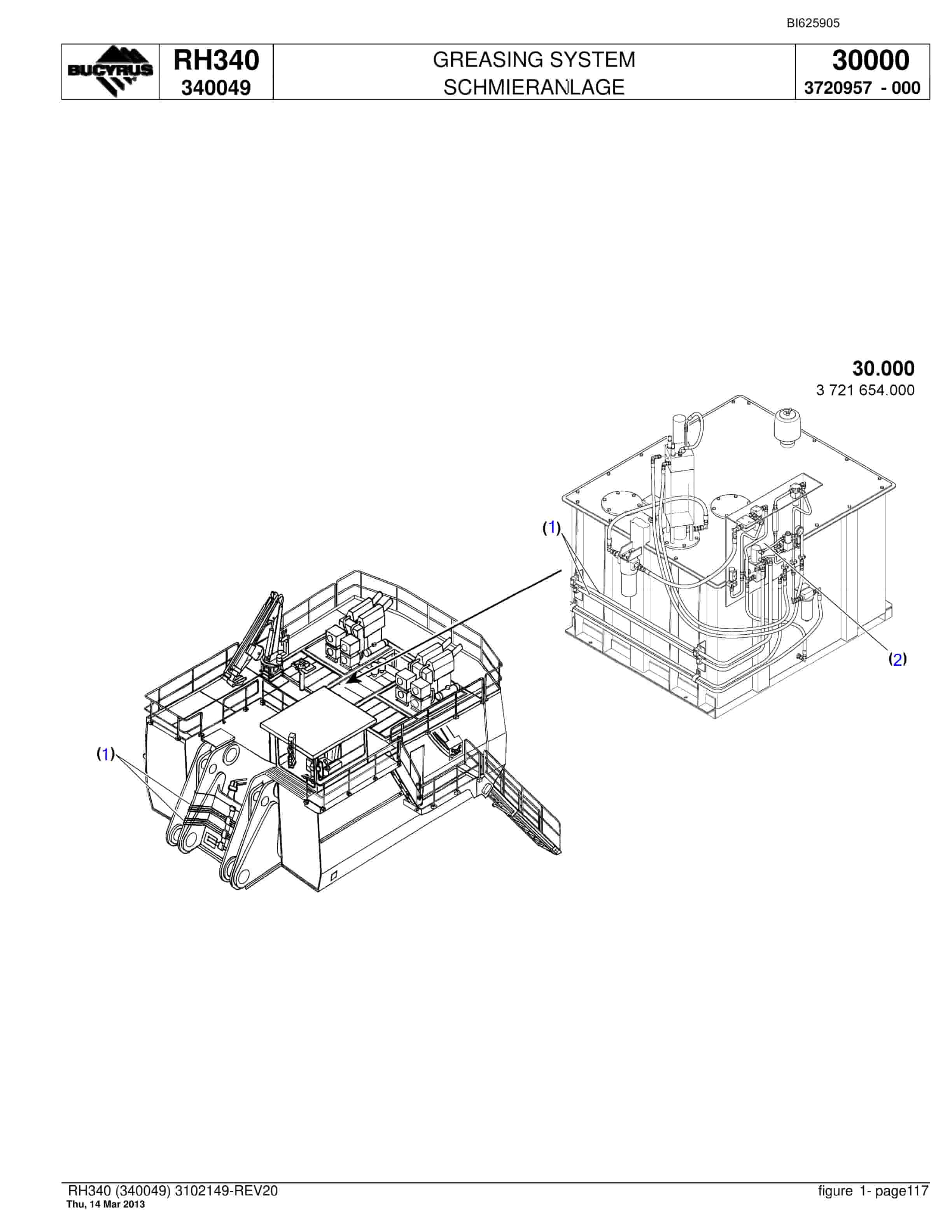 Bucyrus RH340 Hydraulic Excavator Parts Catalog BI625905-4
