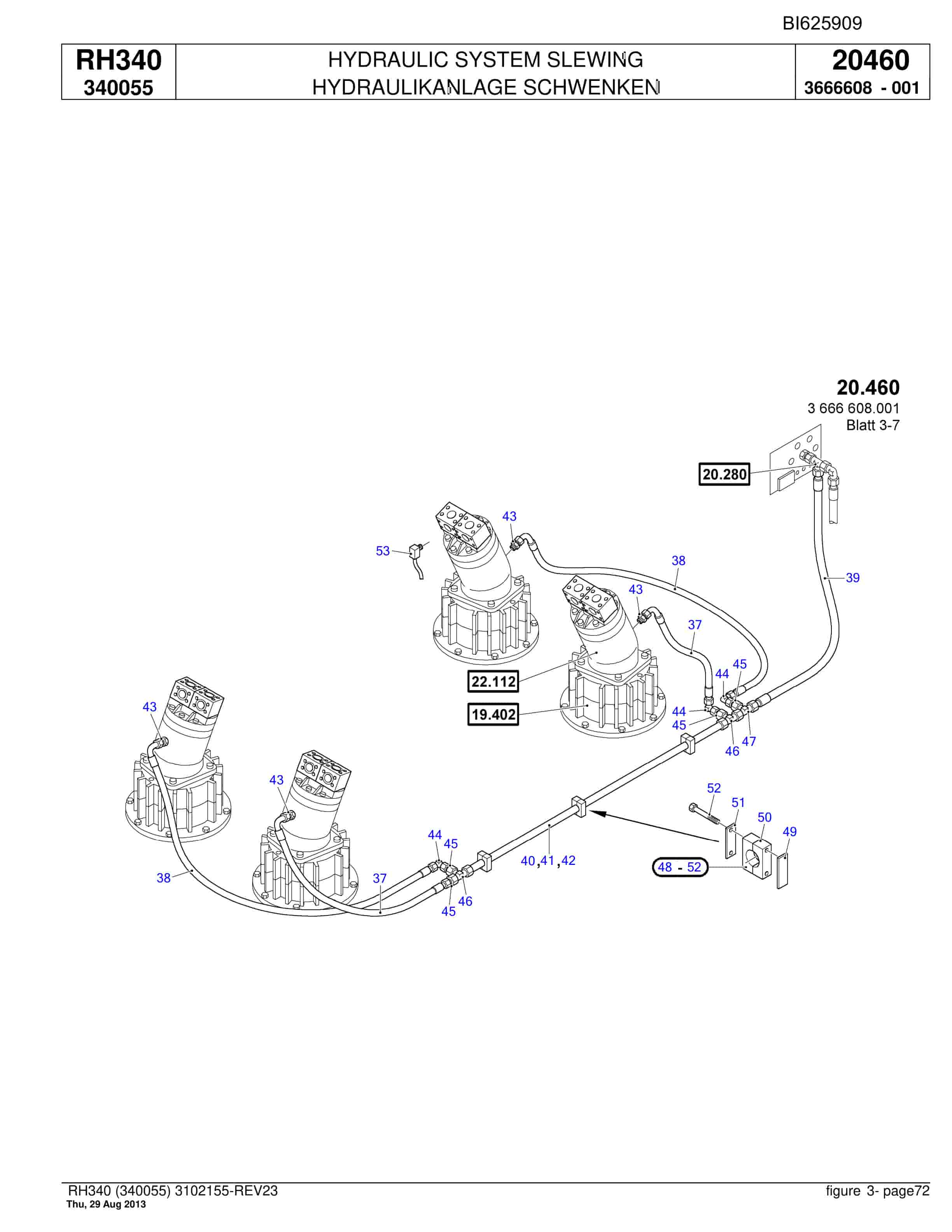 Bucyrus RH340 Hydraulic Excavator Parts Catalog BI625909-2