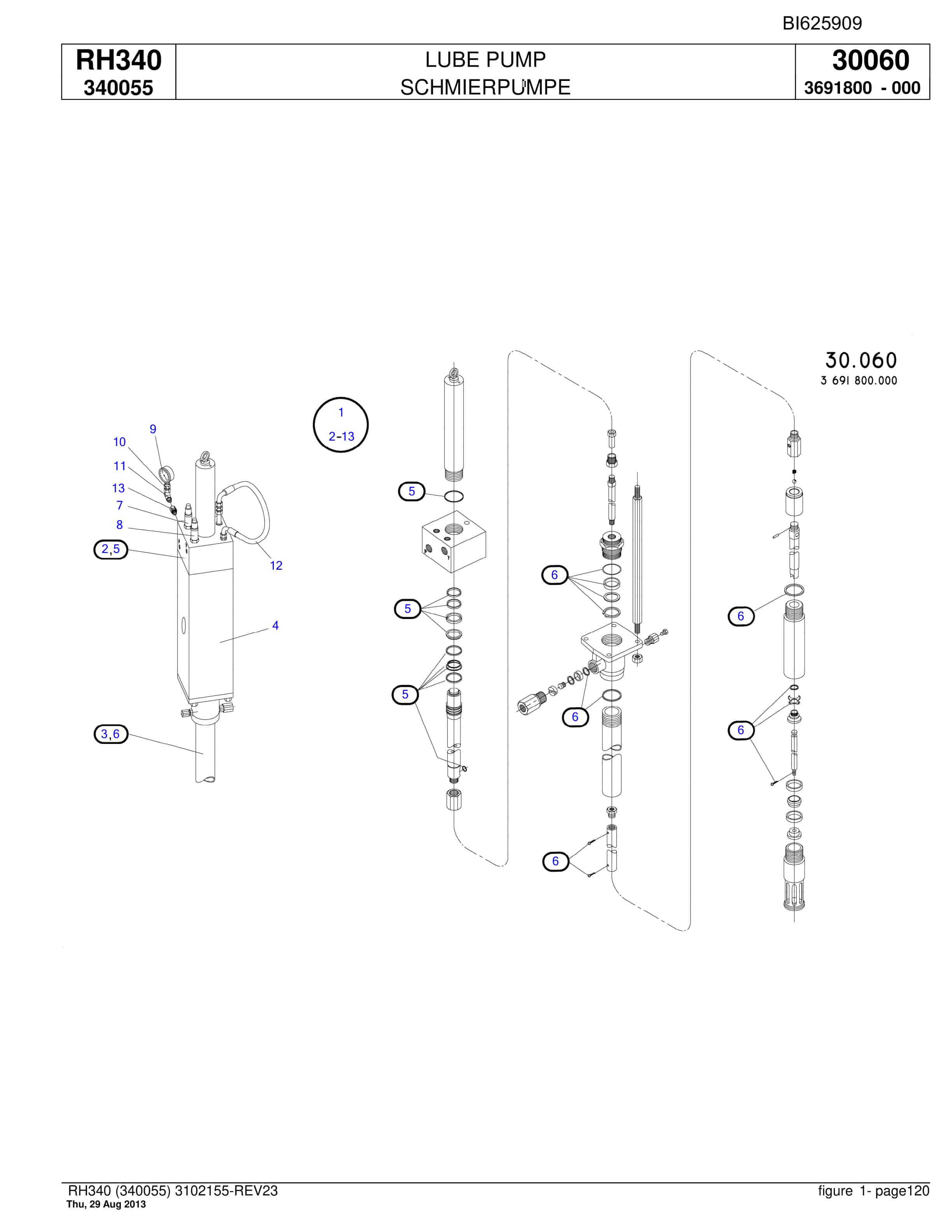 Bucyrus RH340 Hydraulic Excavator Parts Catalog BI625909-4