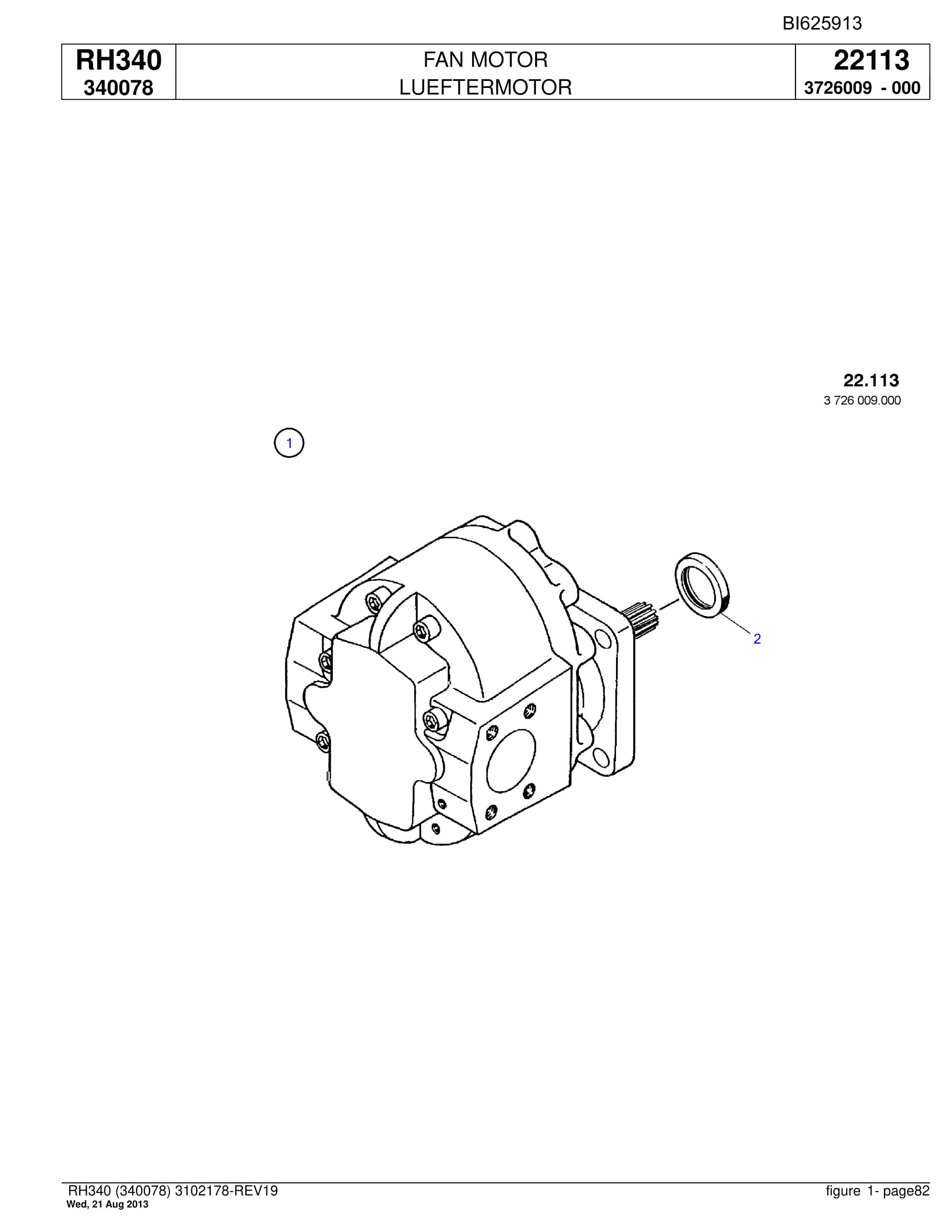 Bucyrus RH340 Hydraulic Excavator Parts Catalog BI625913-2