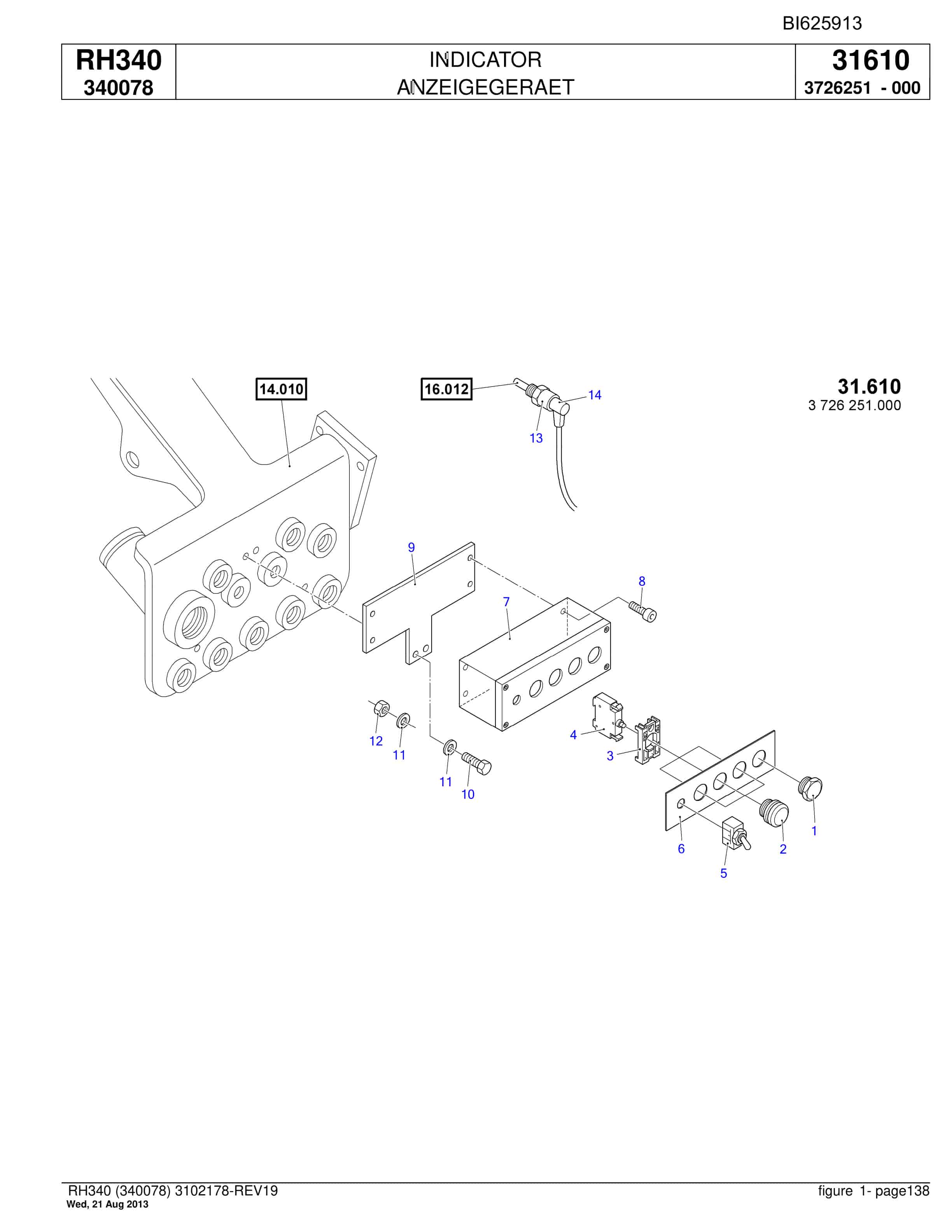 Bucyrus RH340 Hydraulic Excavator Parts Catalog BI625913-4