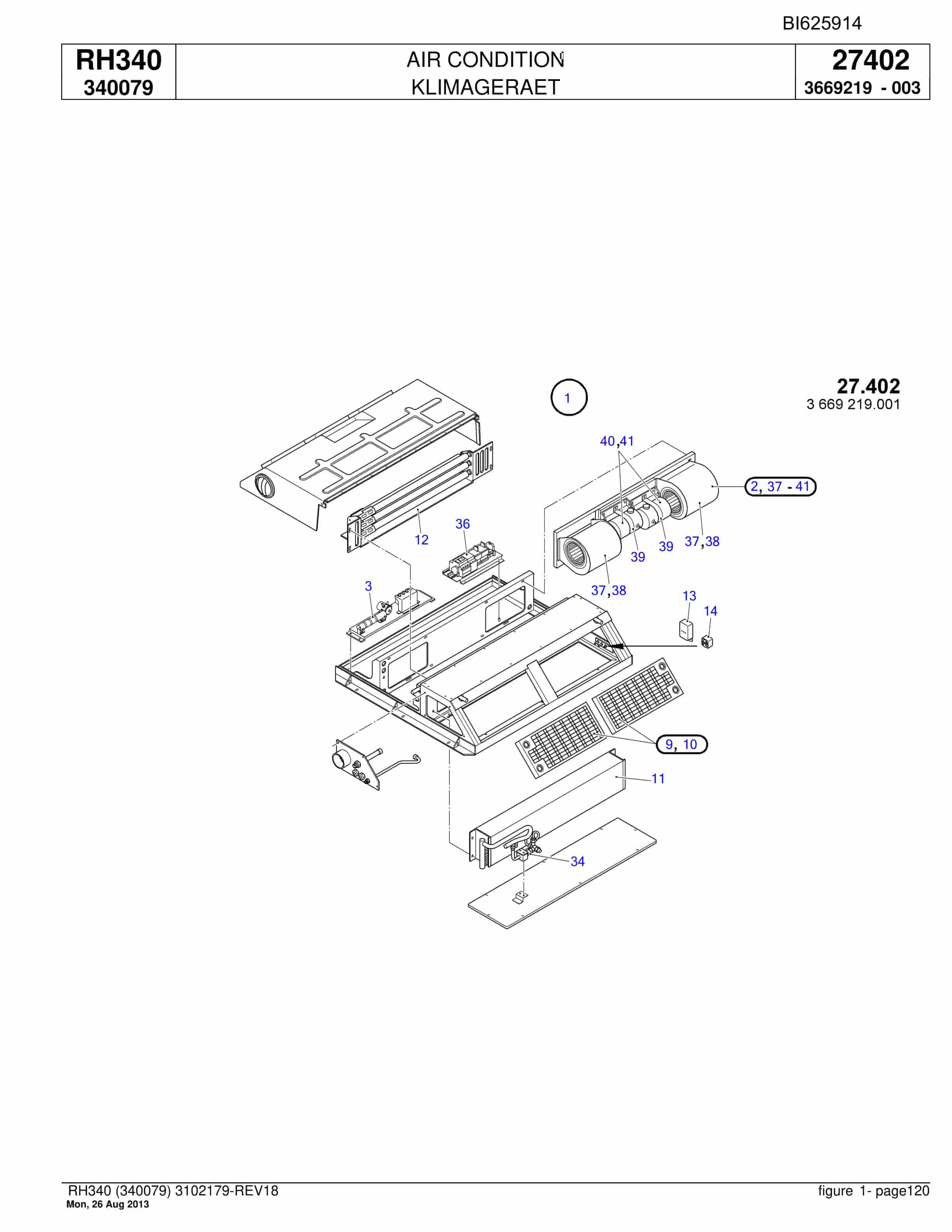 Bucyrus RH340 Hydraulic Excavator Parts Catalog BI625914-3