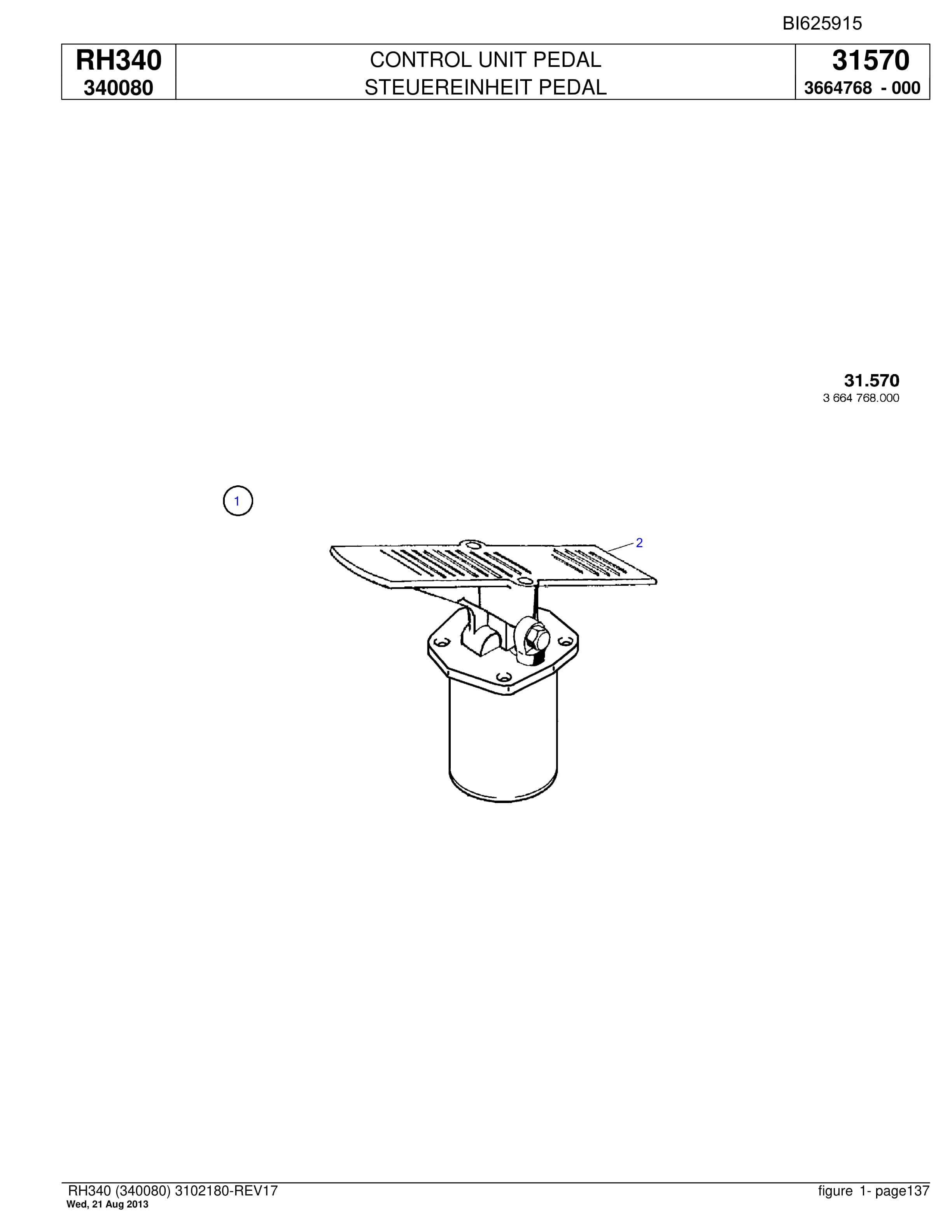 Bucyrus RH340 Hydraulic Excavator Parts Catalog BI625915-4