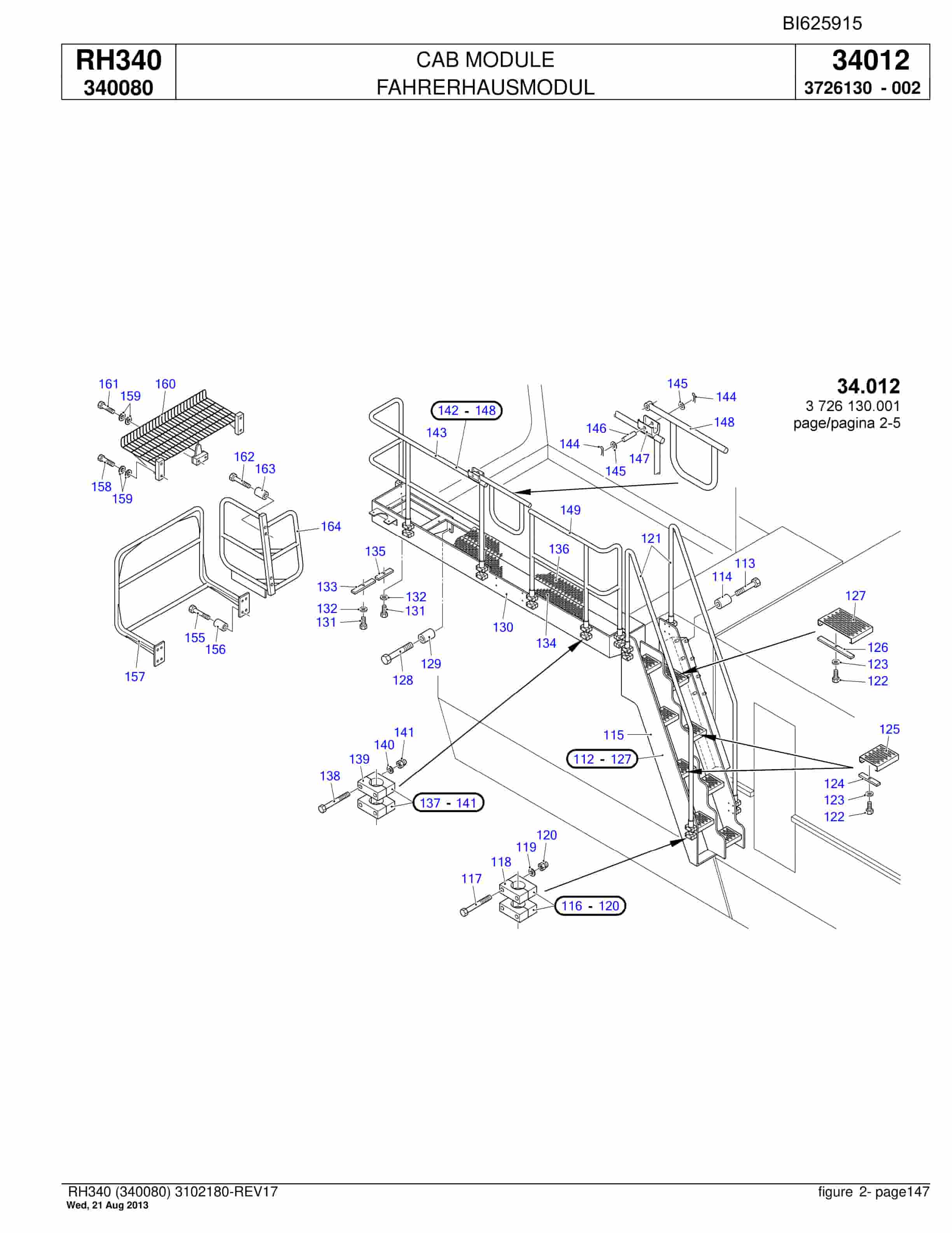 Bucyrus RH340 Hydraulic Excavator Parts Catalog BI625915-5