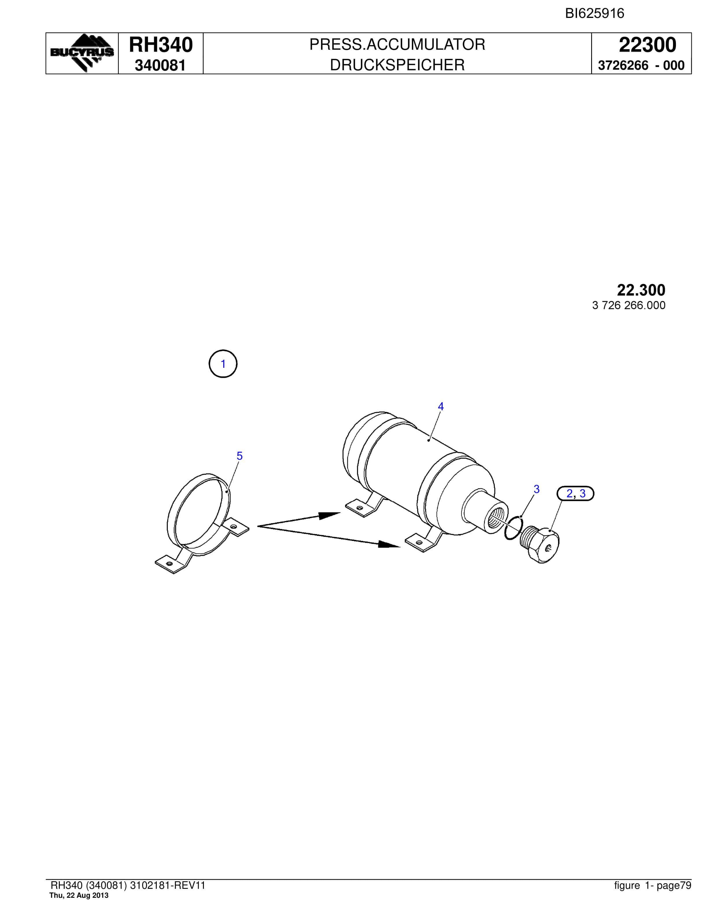 Bucyrus RH340 Hydraulic Excavator Parts Catalog BI625916-2