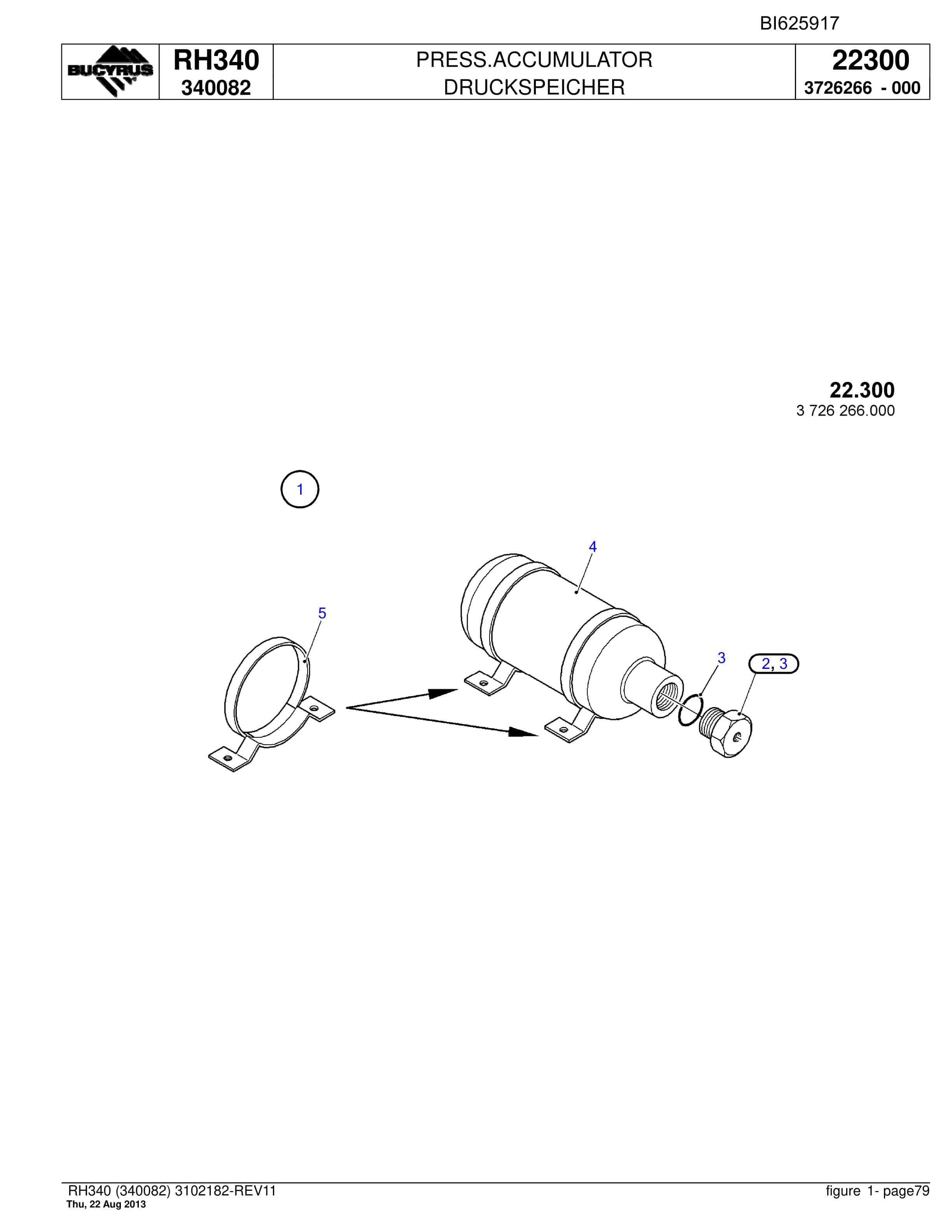 Bucyrus RH340 Hydraulic Excavator Parts Catalog BI625917-2